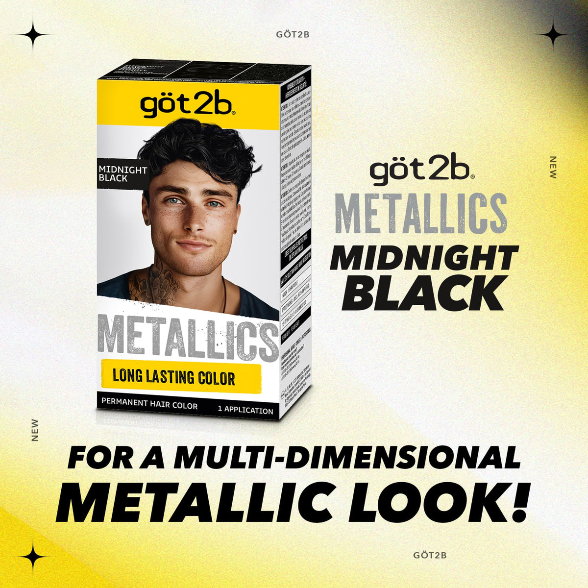 Seashell got2b Metallics Permanent Hair Color, Midnight Black, 7.05 Oz, 1 Kit