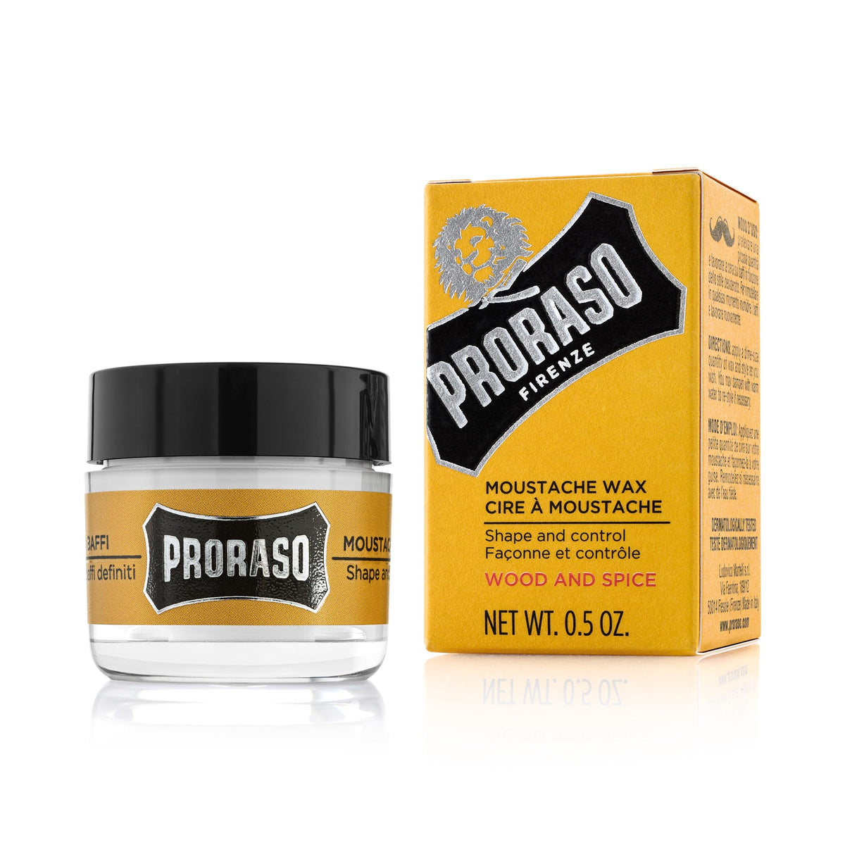 White Smoke Proraso Medium Hold Moustache Wax - Natural Finish Beard & Moustache Styling Wax - Cream-to-wax Formula - 0.5oz
