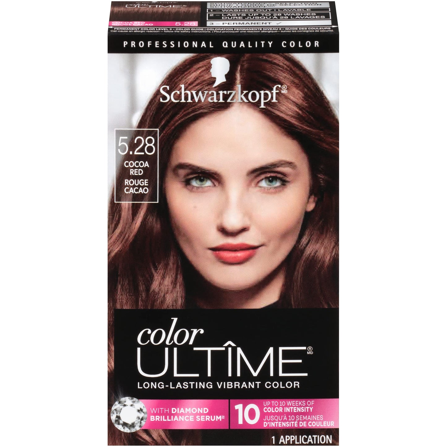 Black Schwarzkopf Color Ultime Hair Color Cream, 5.28 Cocoa Red (Packaging May Vary)