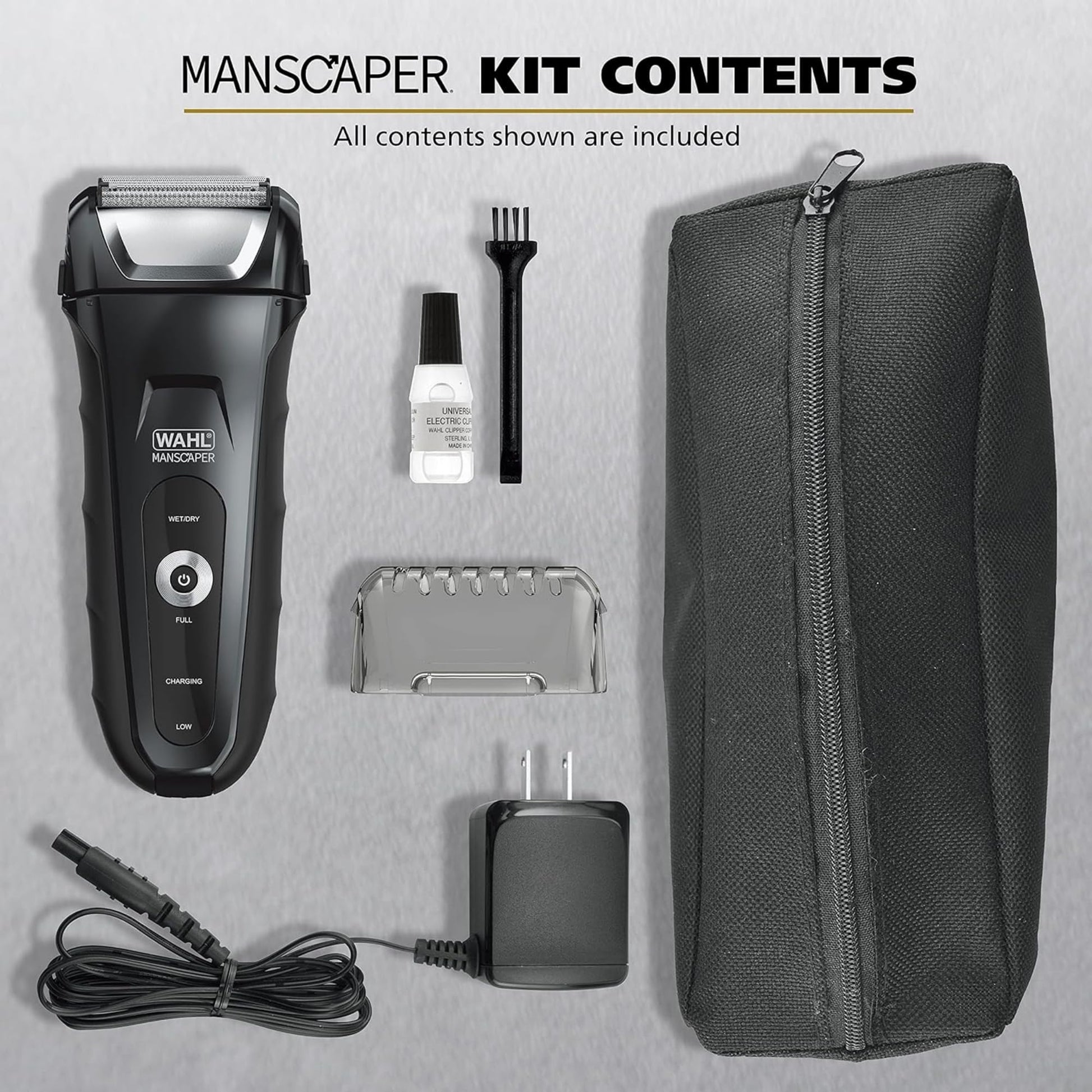 Dark Slate Gray Wahl Manscaper Lithium-Ion Hypoallergenic Shaver with Flexible Titanium Foils to Prevent Skin Irritation and Shaver Bumps