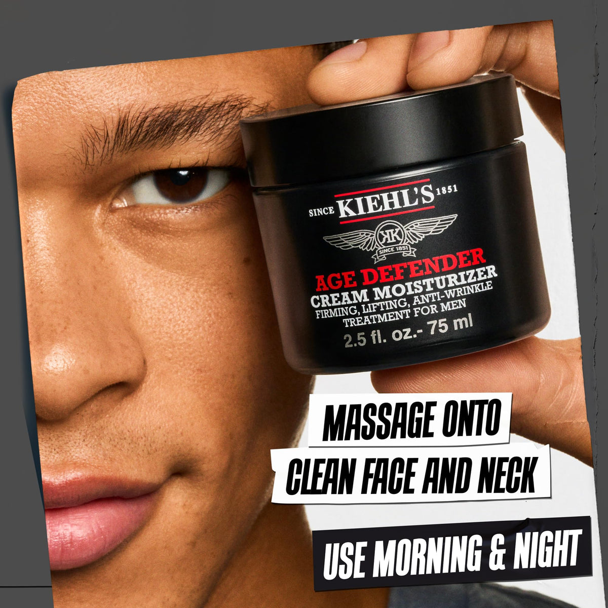 Dark Slate Gray Kiehl's - Age Defender Face Cream Moisturizer, Anti-Aging Treatment For Men
