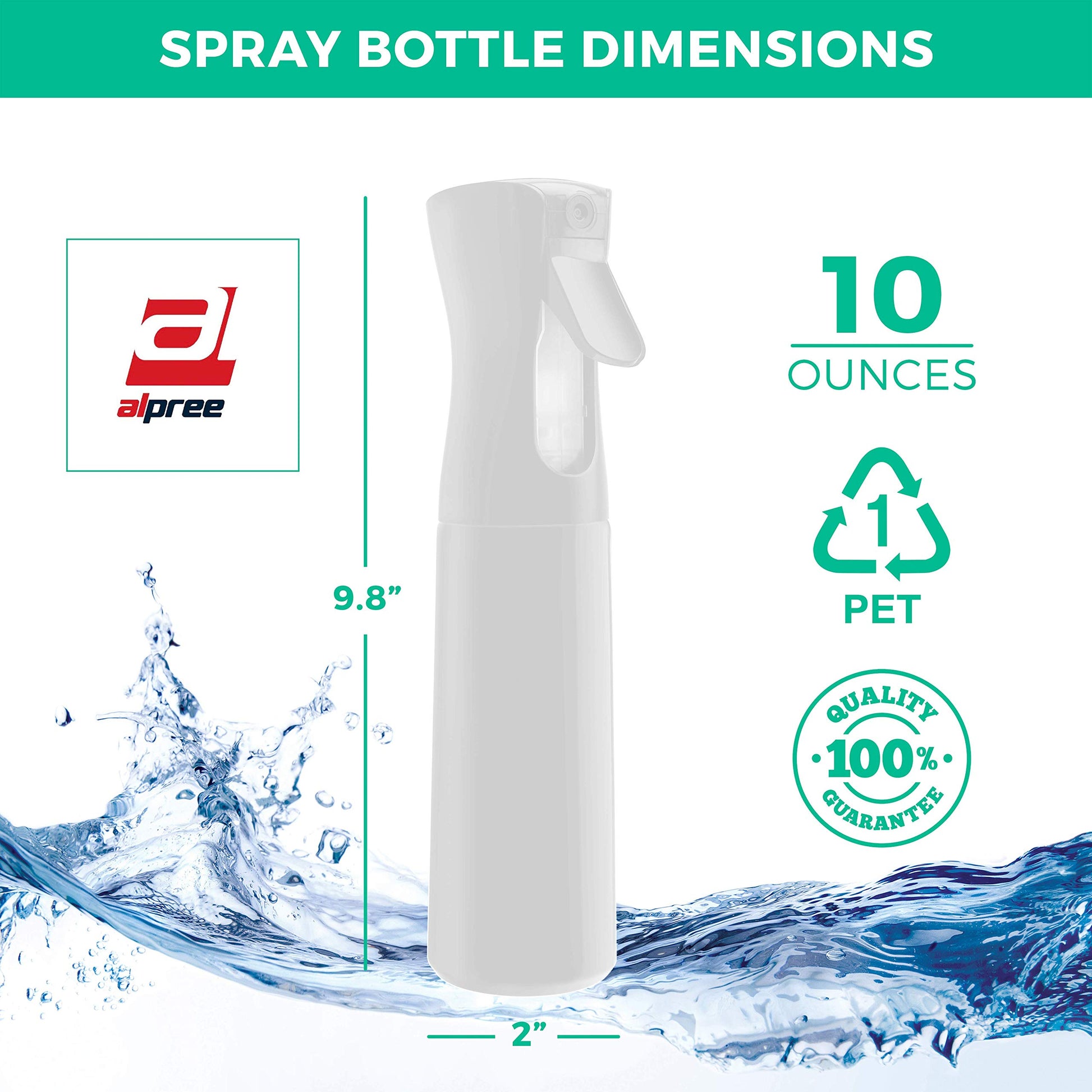 White Smoke Alpree Hair Spray Bottle Continuous Water Mister Bottle Empty Ultra Fine for Hair Styling, Pets, Plants, Cleaning, Misting & Skin Care, Salons, for Taming Hair in Morning, Curly Hair, Essential Oil