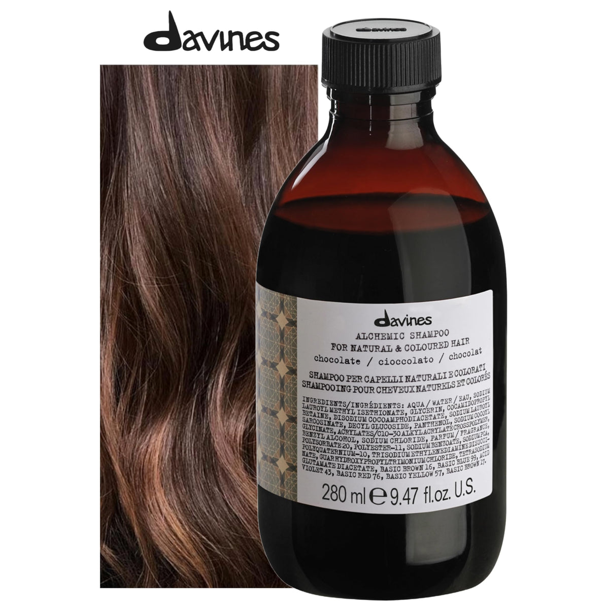 White Smoke Davines Alchemic Color-Enhancing Shampoo Chocolate, For Brown & Black Hair