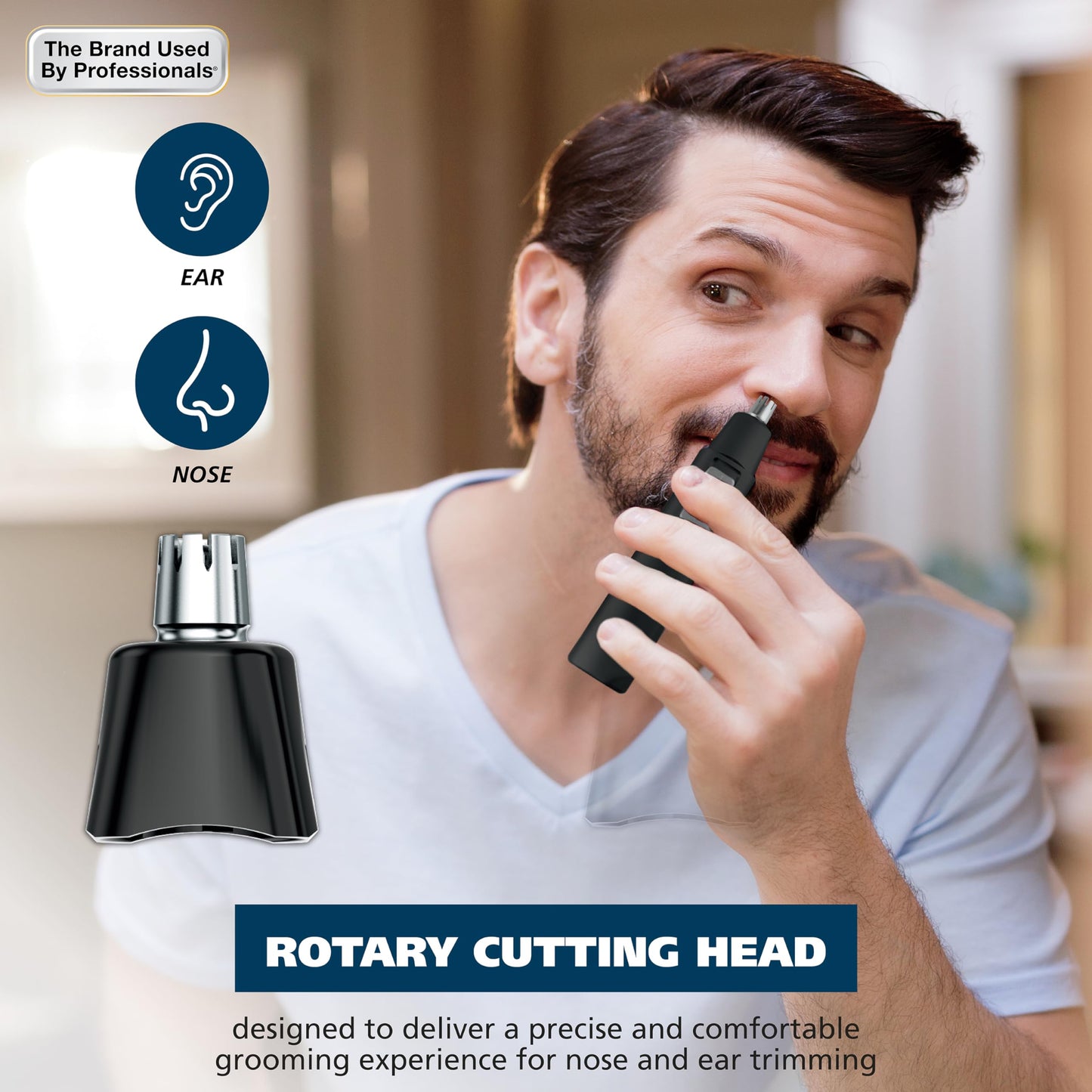 Lavender Wahl Battery Nose, Ear, & Eyebrow Wet/Dry Personal Nose Hair Trimmer for Men and Women - Model 5567-2701