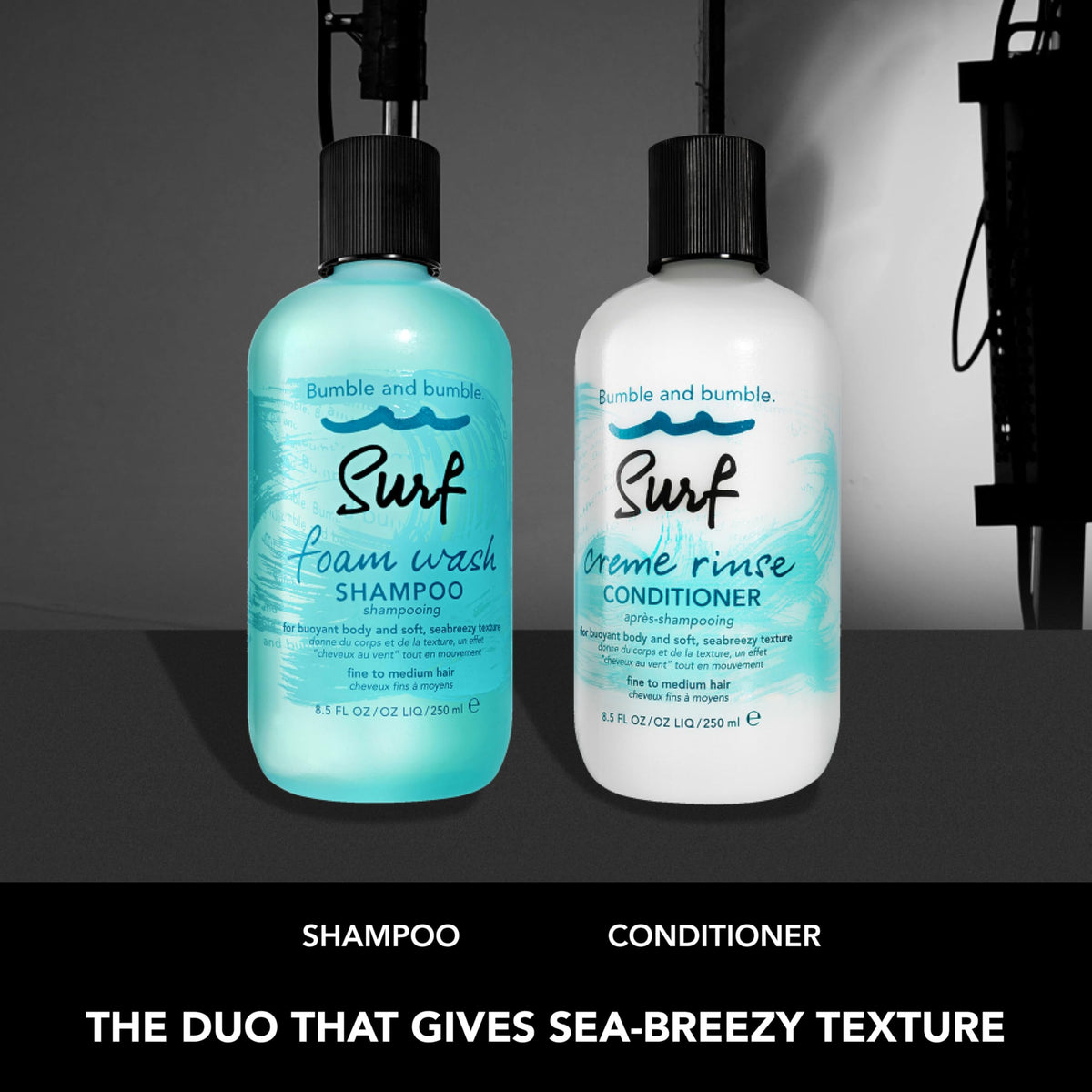 Black Bumble and bumble. Surf Foam Wash Texturizing Shampoo | Adds Lightweight Seabreezy Texture and Volume | For Fine to Medium Wavy, Straight, 8.5 Fl Oz