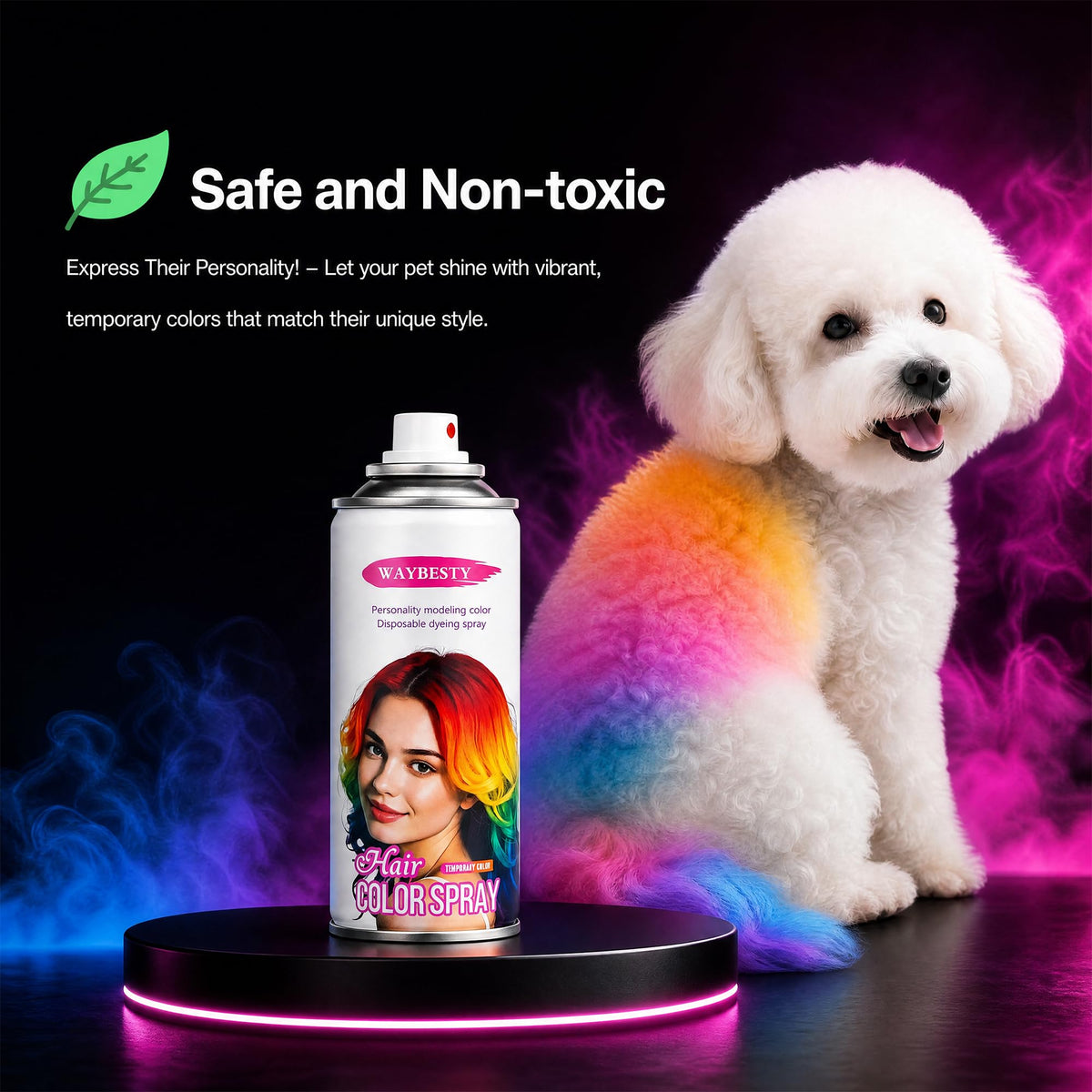 Black Waybesty Temporary Pink Hair Color Spray for Kids Women Men (Pink, 4.06Oz)