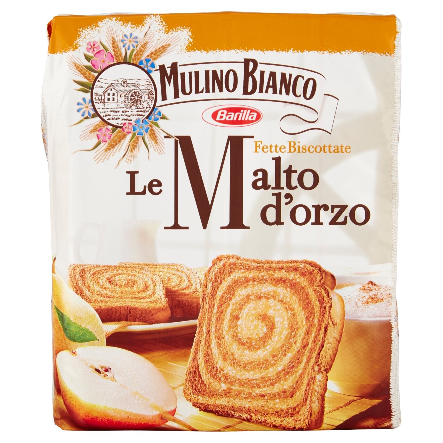 Lavender Mulino Bianco: " Le Malto d'orzo " Fette Biscottate 32 count - Rusks Malt Barley. Italian Toast - 11.11 Oz (315g) Pack of 2