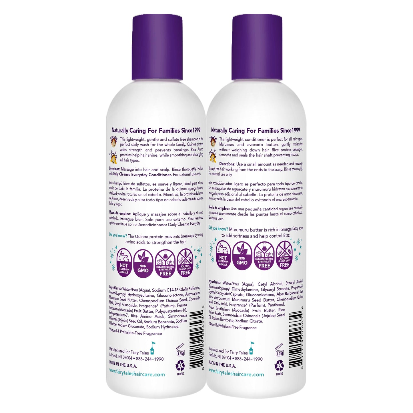 White Smoke Fairy Tales Rosemary Repel Shampoo 12oz, Conditioner 8oz, Conditioning Spray 8oz, plus Daily Cleanse Shampoo 12oz, and Daily Cleanse Conditioner 12oz | Everyday Kids Shampoo and Conditioner Bundle