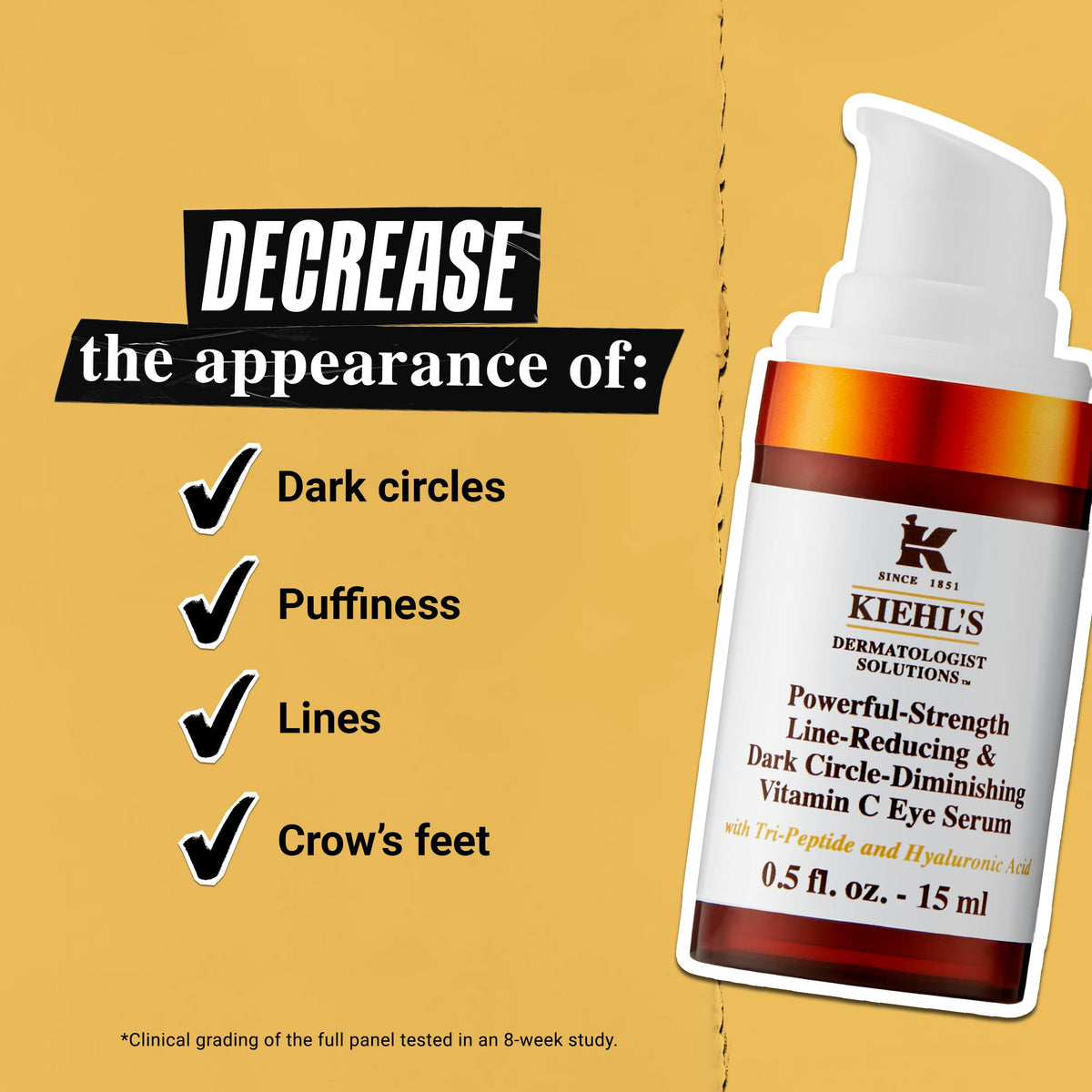 Sandy Brown Kiehl's - Powerful-Strength Eye Serum - Reduces Dark Circles - 0.5 fl oz