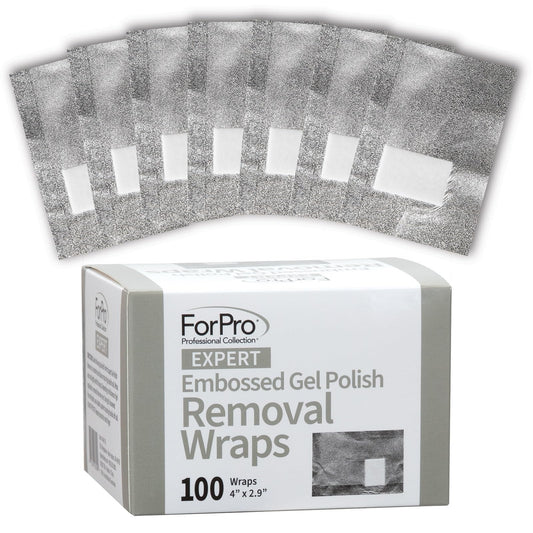 White Smoke ForPro Expert Embossed Gel Polish Removal Wraps, Pre-Cut with Cotton Pad, Remove Gel Polish, Acrylics, & Nail Art, 4” L x 2.9” W, 100-Count
