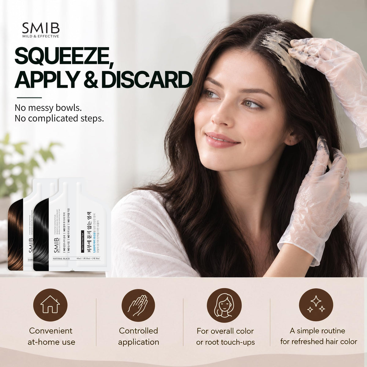 Light Gray SMIB Lactobio OneStep Hair Color, Dark Brown ,1.01 fl oz Each (5 Pack)