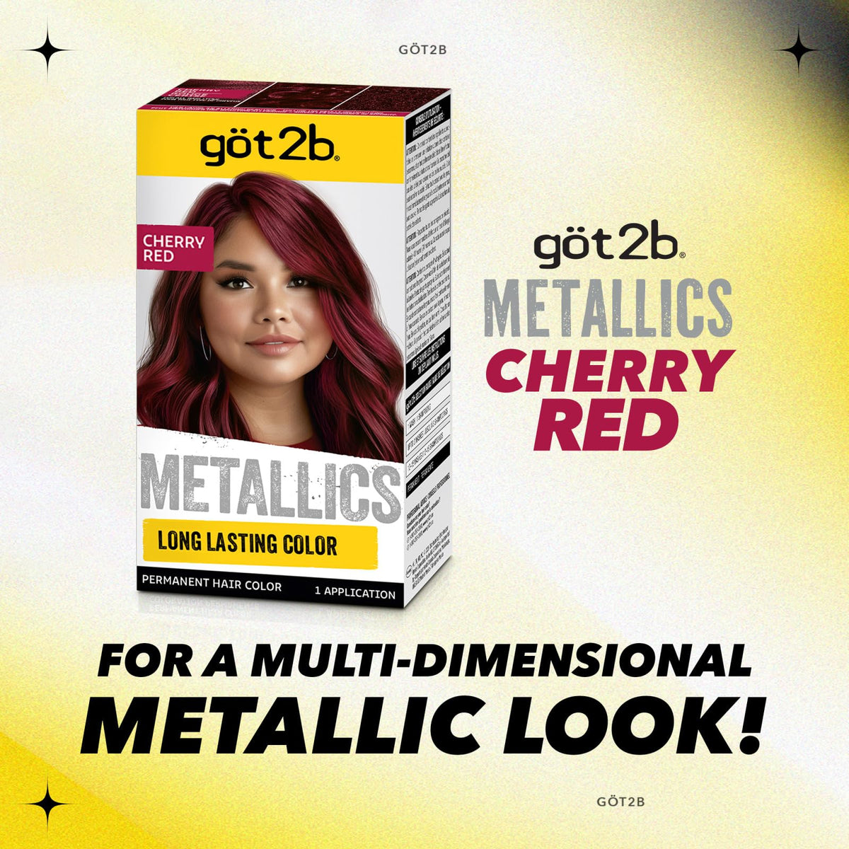 Seashell got2b Metallics Permanent Hair Color, M70 Cherry Red, Upto 30 Washes, 1 Kit
