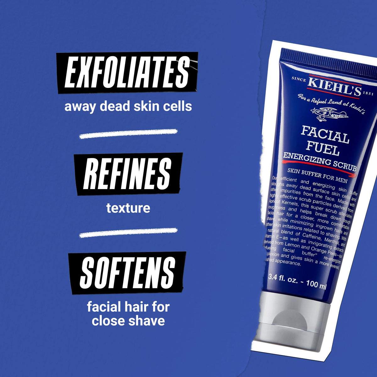 Dark Slate Blue Kiehl's - Facial Fuel Face Men's Energizing Scrub, Exfoliates and Smooths Skin