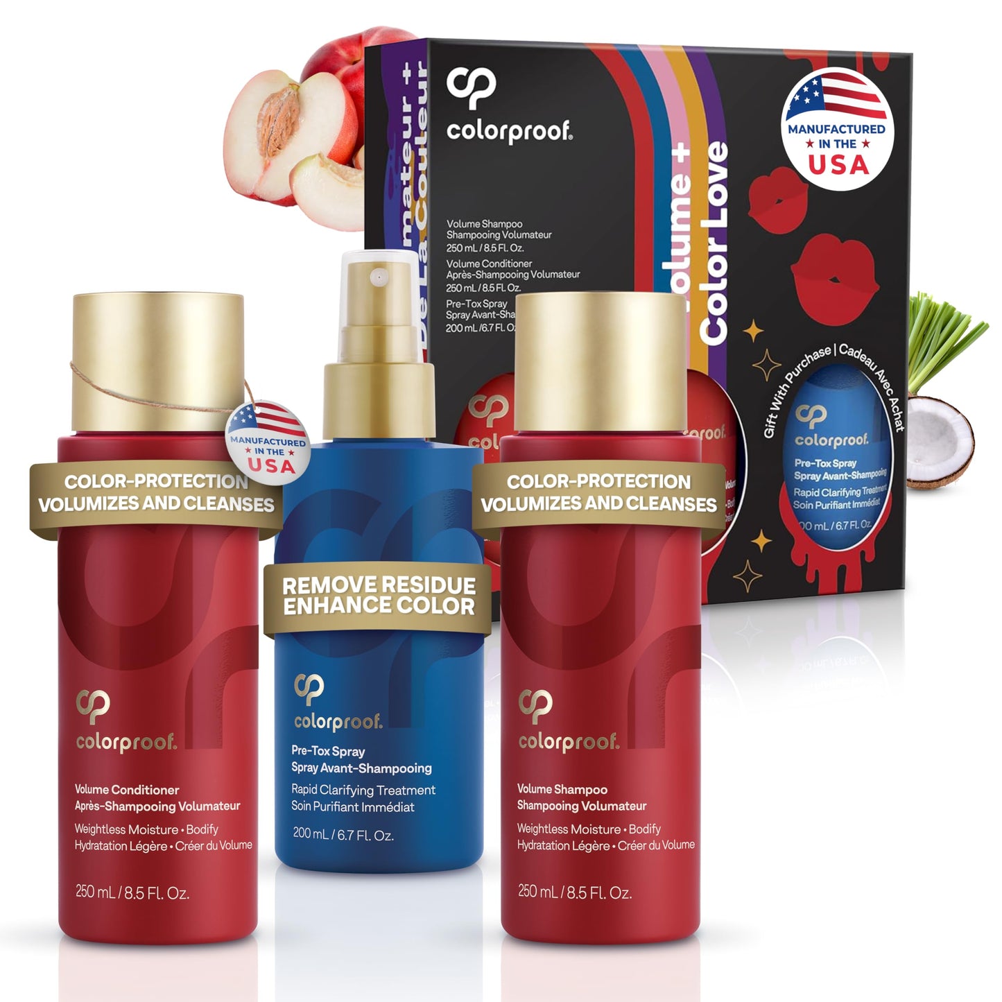 White Smoke Colorproof Volume Gift Set - Volume Shampoo (8.5 Fl. Oz.), Volume Conditioner (8.5 Fl. Oz.), Pre-Tox Spray (6.7 Fl. Oz.)
