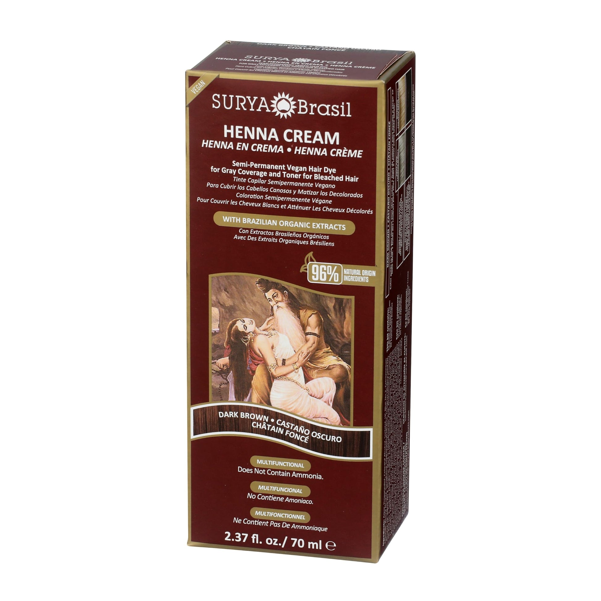 Dark Red Surya Brasil Henna Dark Brown Cream - 2.37 Ounce