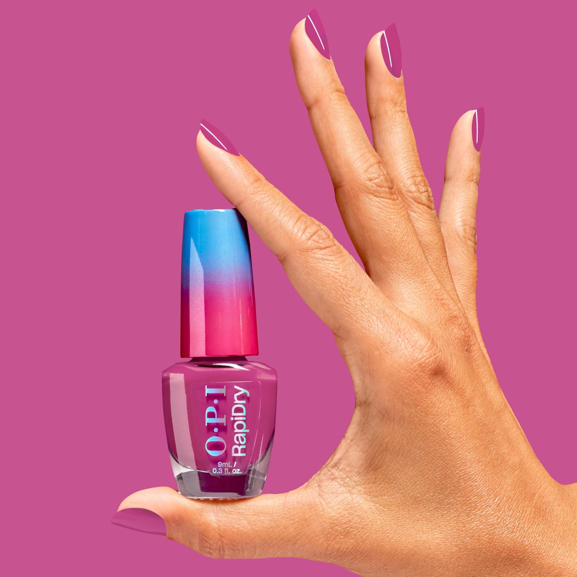 Pale Violet Red OPI RapiDry ASAPink | Opaque Bright Pink Crème Quick Dry Nail Polish | Vegan, Smudge Proof, Fast Drying