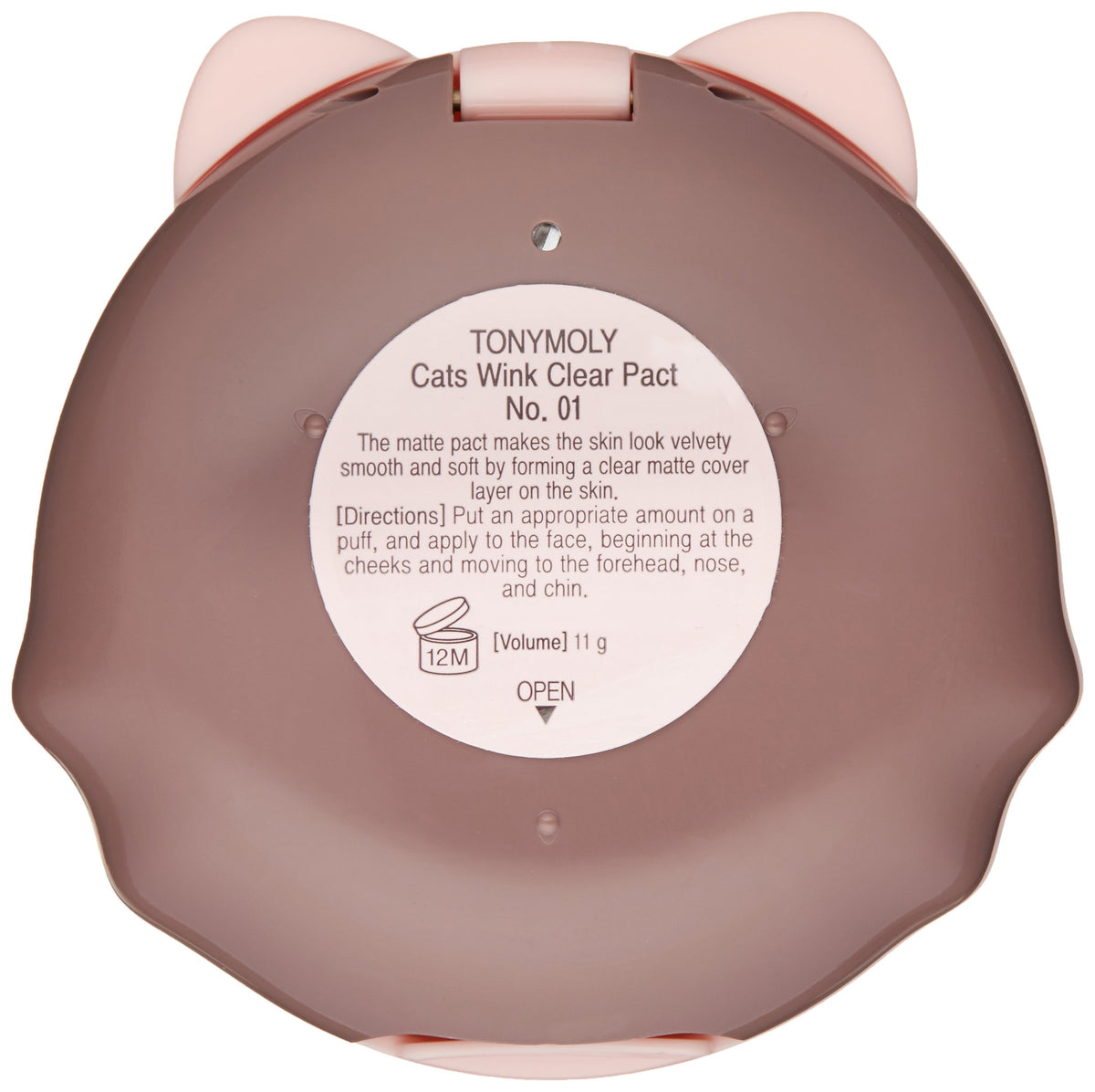 White Smoke TONYMOLY Cats Wink Pressed Powder Pact - Sebum Control, Clean Finish