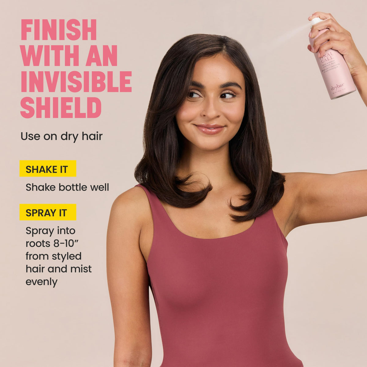 Light Gray Drybar Final Call Frizz & Static Control Mist | Fights Frizz, Tames Flyaways to Maintain Smooth and Shiny Blowouts, 24 Hour Frizz Control & 72 Hour Static Control