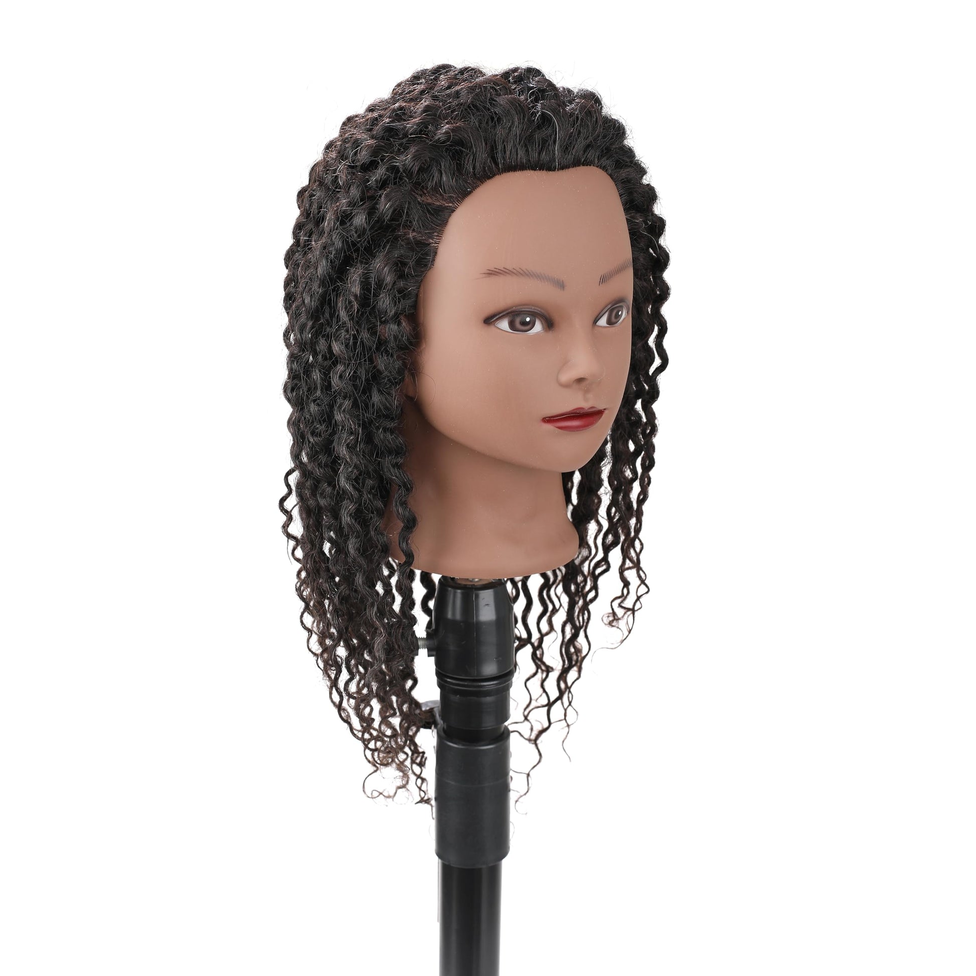 White Smoke Stancia Black Mannequin Head 100% Human Hair, African American Hair Texture Styling Head, Hair Mannequin for Practice Cornrowing Braiding and Twisting (with Table Clamp)