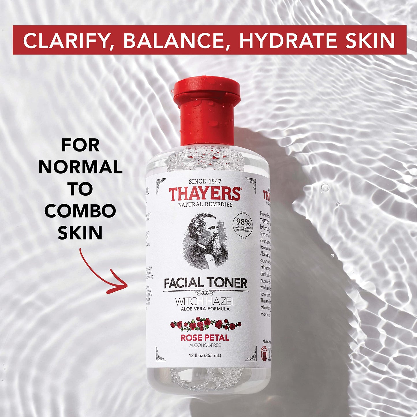 Light Gray Thayers Alcohol-Free Witch Hazel Facial Toner Value Multipack 2 Rose 2 Unscented (Pack of 4)