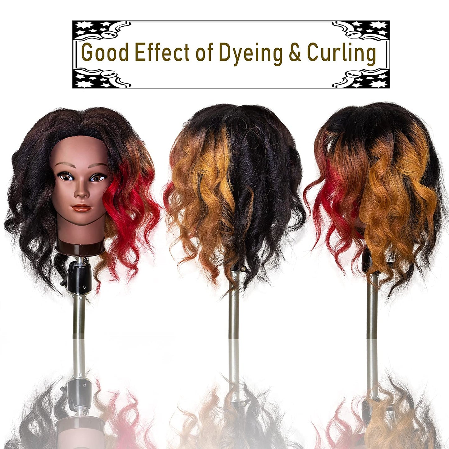 White Smoke MILLYSHINE Mannequin Head With Human Hair,16",Braiding Styling Doll Head,Beauty School Manikin Head,Curling Dyeing Hairdresser Practice Training Head