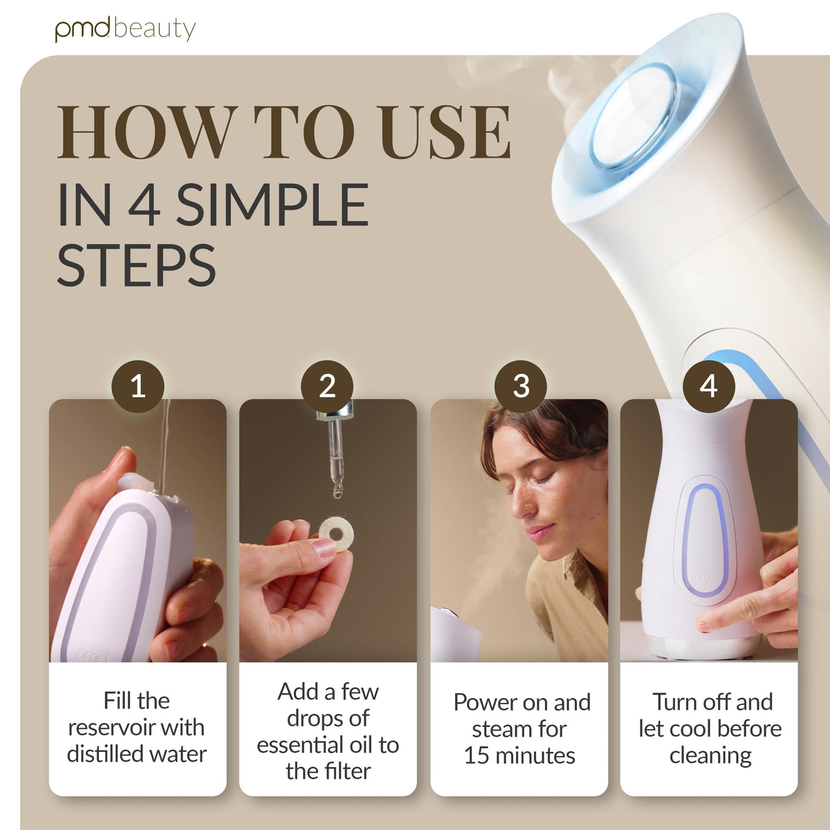 Gray PMD Beauty SilkSteam Pro Facial Steamers Home Facial Spa - Rapid Start-Up Face Steamer for Facial - Adjustable Nozzle with Oil Filters