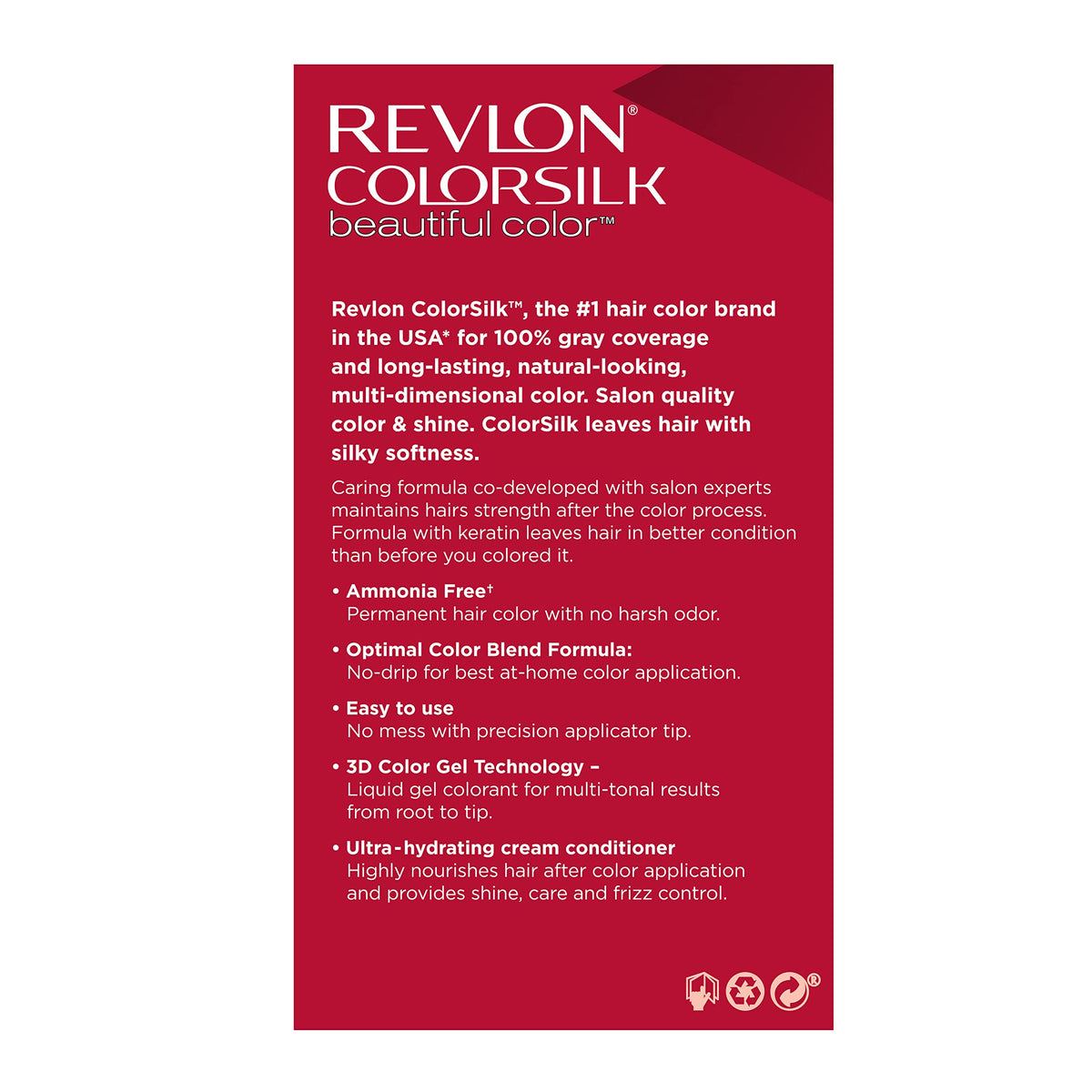 Firebrick Revlon ColorSilk Permanent Hair Color, 100% Gray Coverage Dye Kit, Ammonia-Free, Keratin and Amino Acids, Blonde Shades, 74 Medium Blonde (Pack of 3)