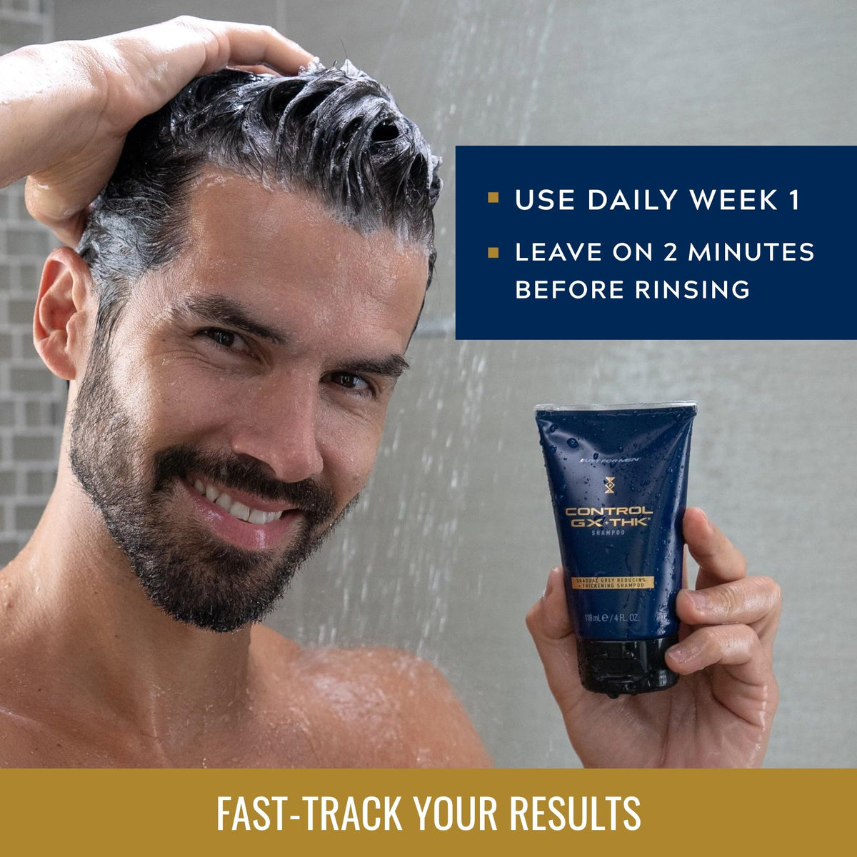Dark Gray Just for Men Control GX + THK Thickening Shampoo, Grey Reducing, 4 Fl Oz