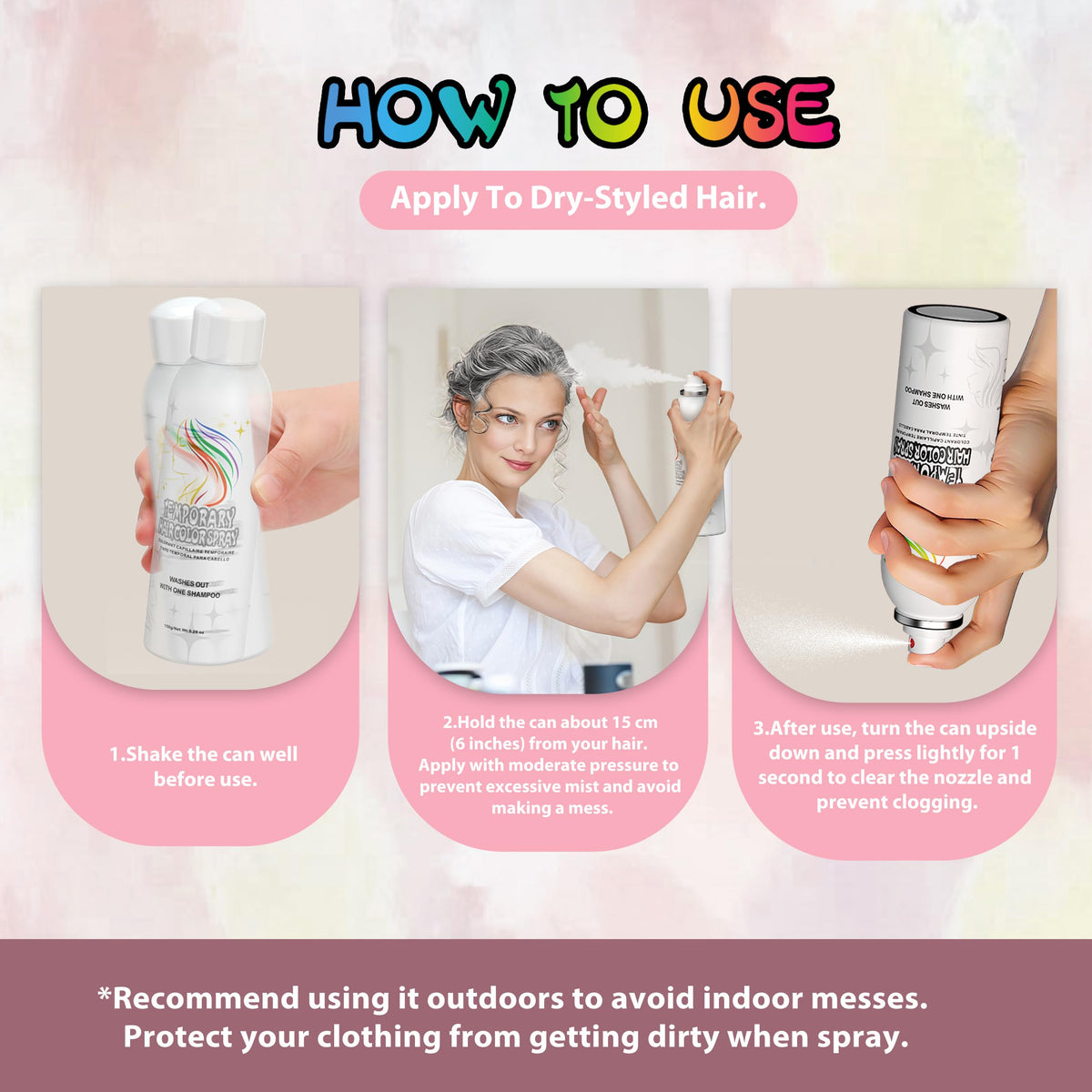 Lavender Temporary Hair Color Spray, Washable, Non-Sticky, Halloween | Silver White