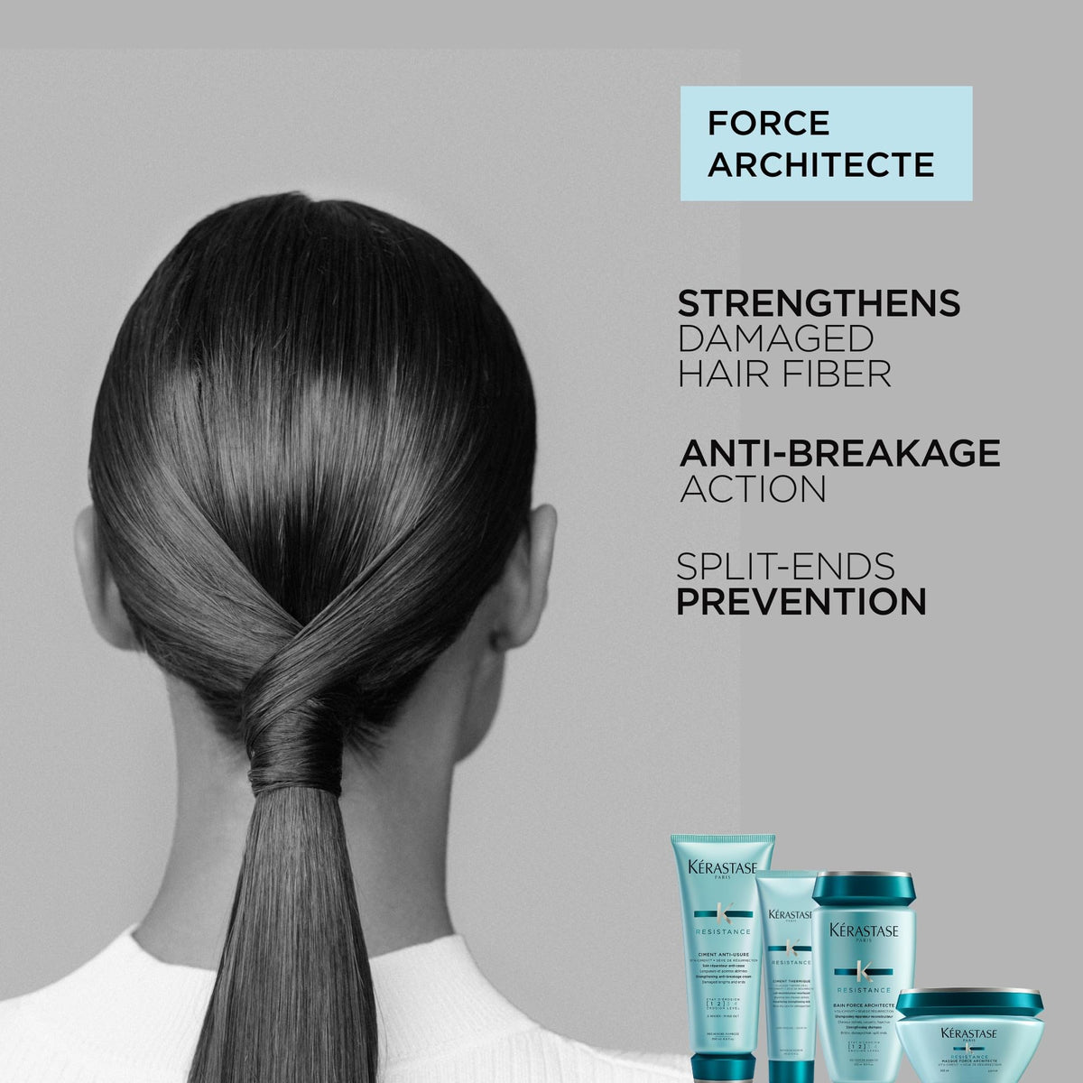 Gray KERASTASE Resistance Shampoo for Damage from Heat Styling, 16.9 Fl Oz