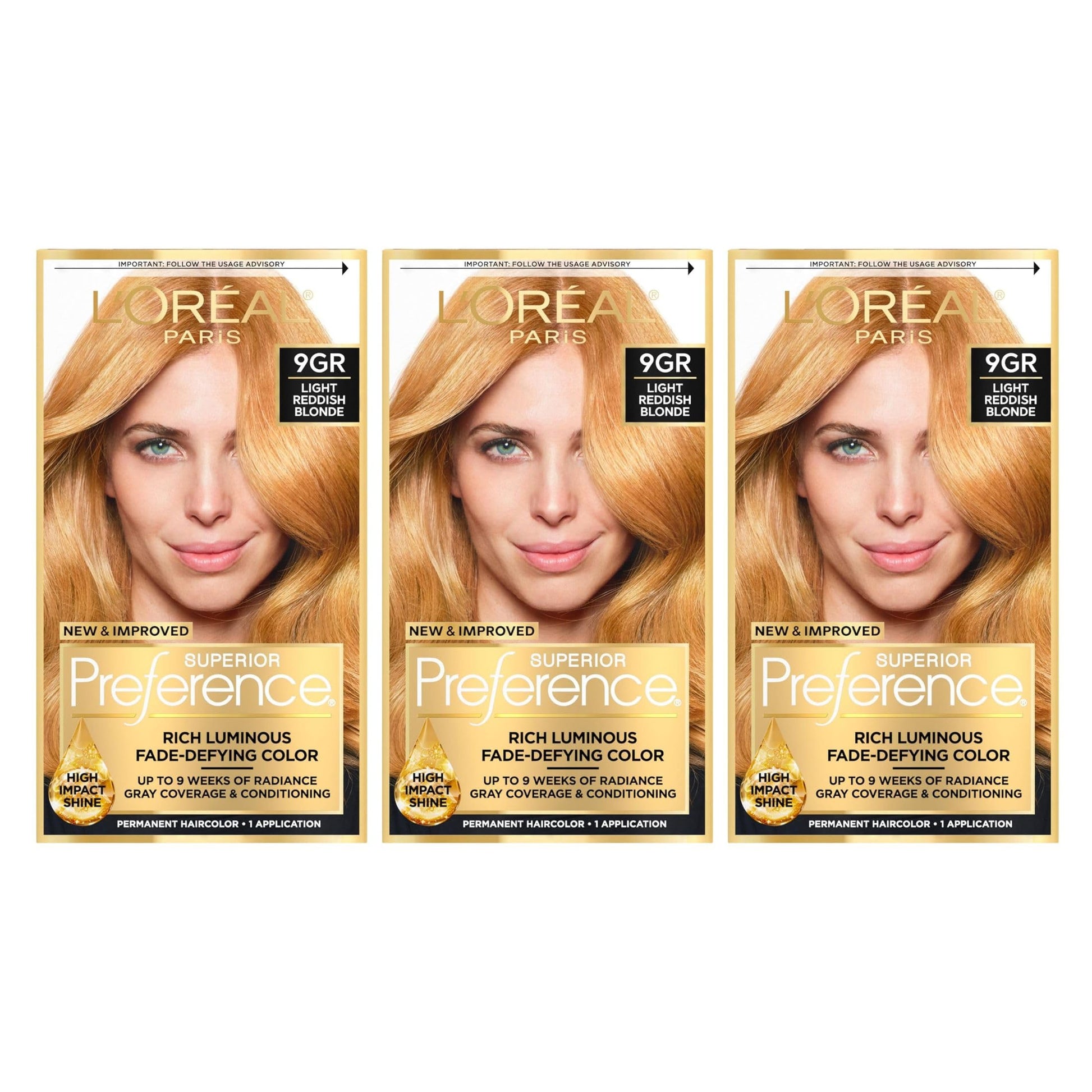 Light Goldenrod L'Oreal Superior Preference - 9GR Light Reddish Blonde (Warmer) 1 Each (Pack of 3)