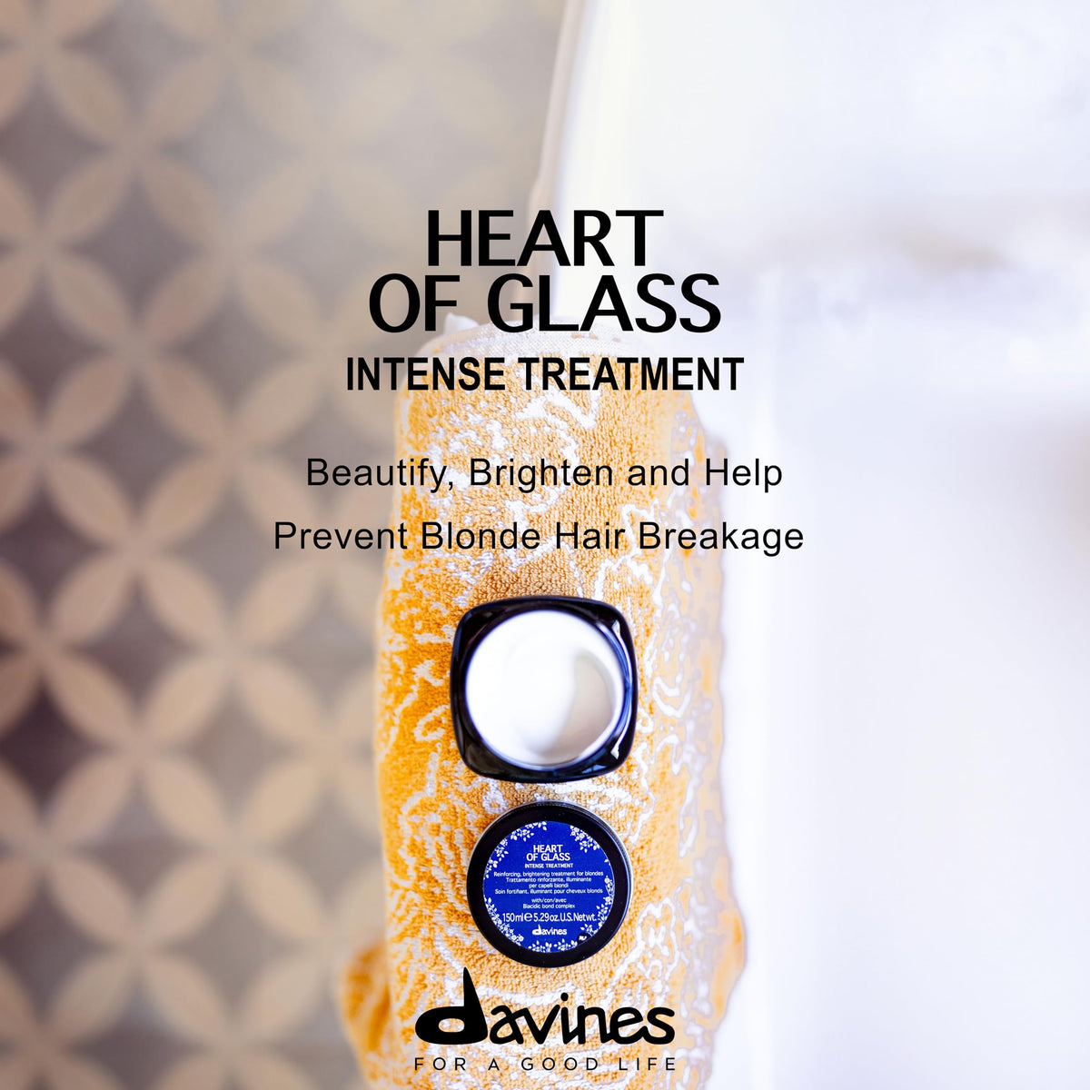 Lavender Davines Heart Of Glass Instant Bonding Glow, Shine Serum For Blonde Hair