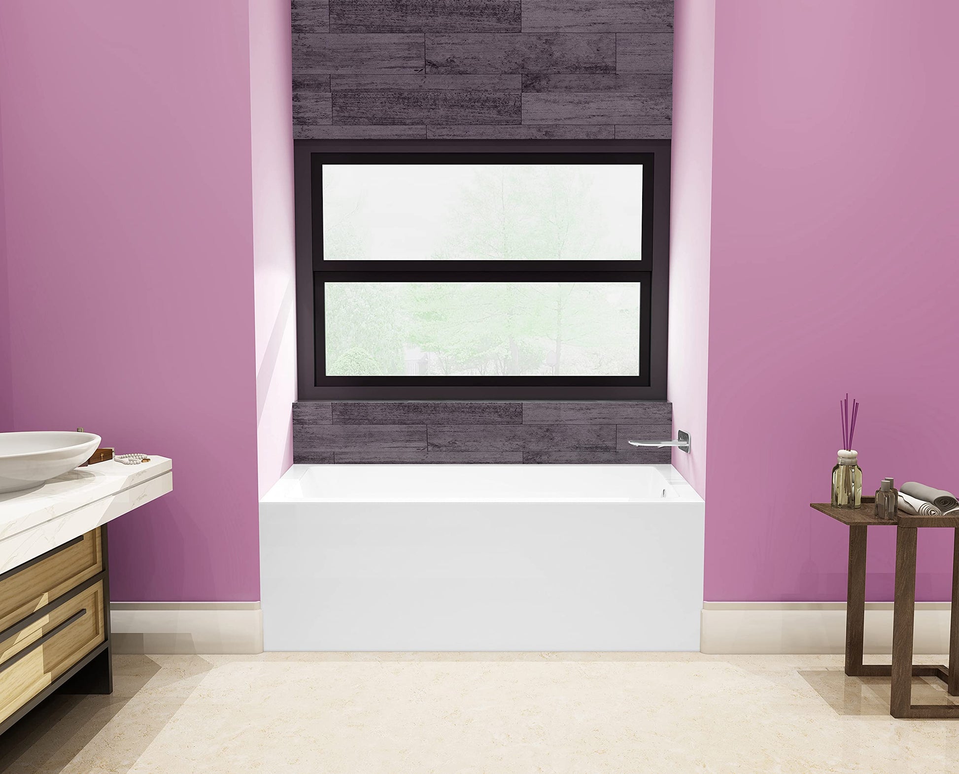 Rosy Brown Kingston Brass VTAP543022R Aqua Eden Alcove Tub, White