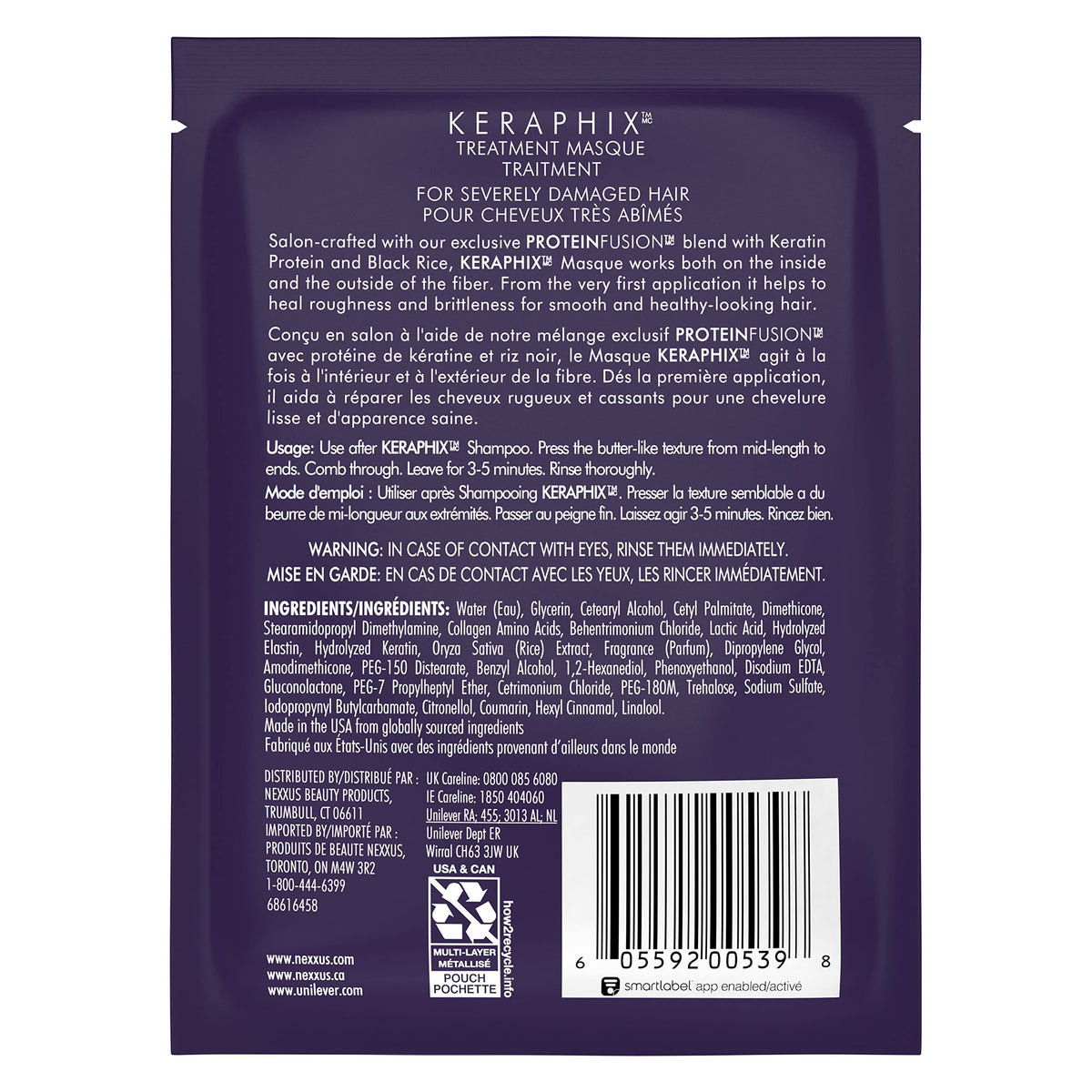 Dark Slate Gray Nexxus KERAPHIX Hair Mask Treatment for Dry Damaged Hair, 20-Pack, 1.5 oz