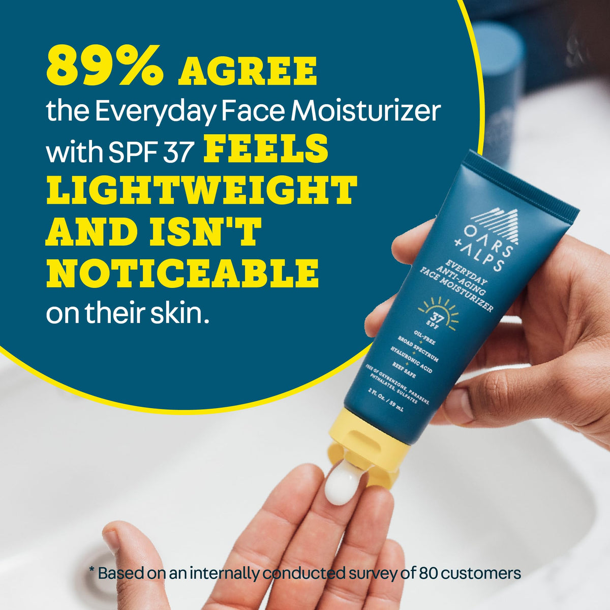 Dark Cyan Oars + Alps Everyday SPF 37 Face Sunscreen Moisturizer, 1pk, 2oz