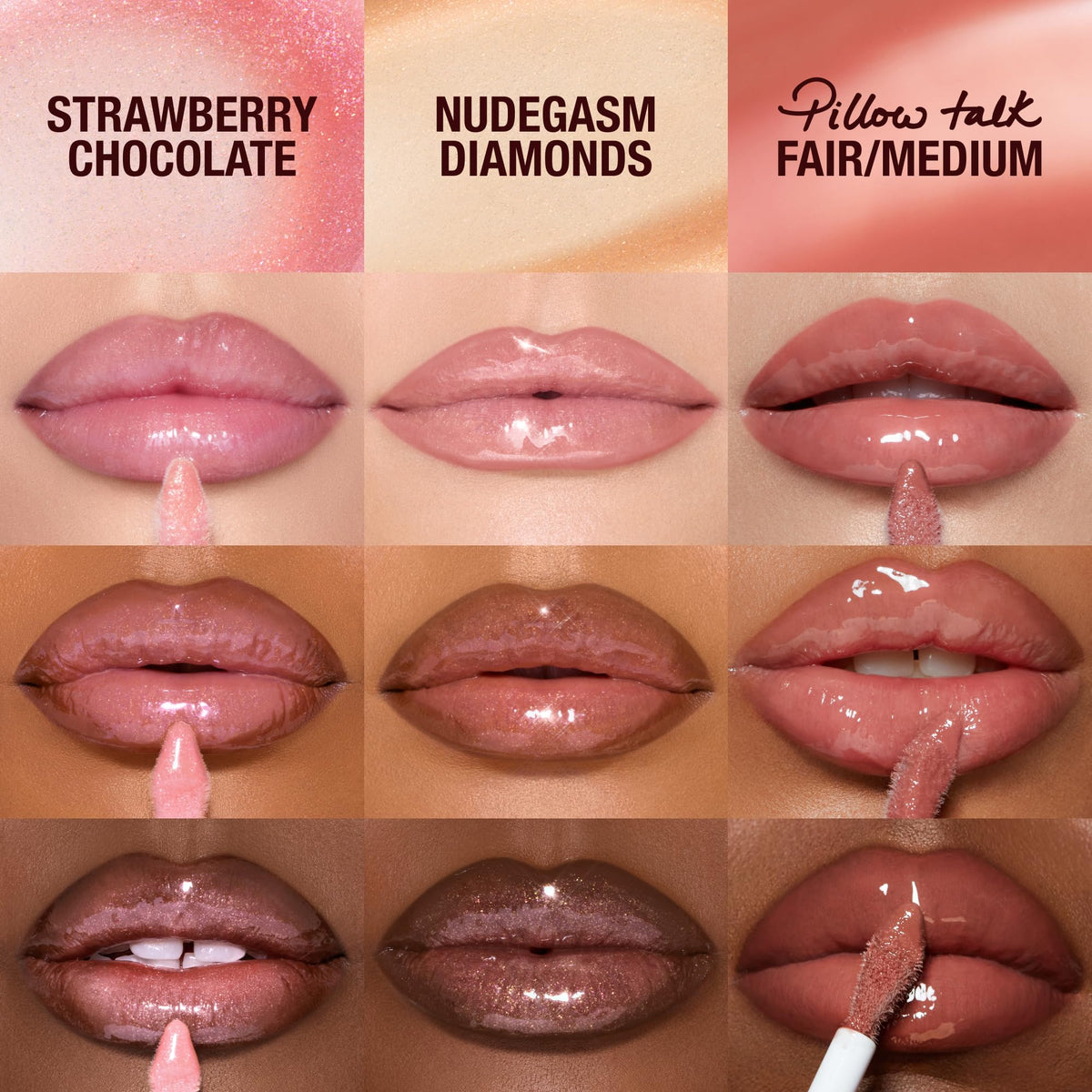 Tan Charlotte Tilbury Big Lip Plumpgasm Mini Trio – 3 Universally Flattering Big Lip Plumpgasm Shades In An Irresistible Lip-Shaped Tin