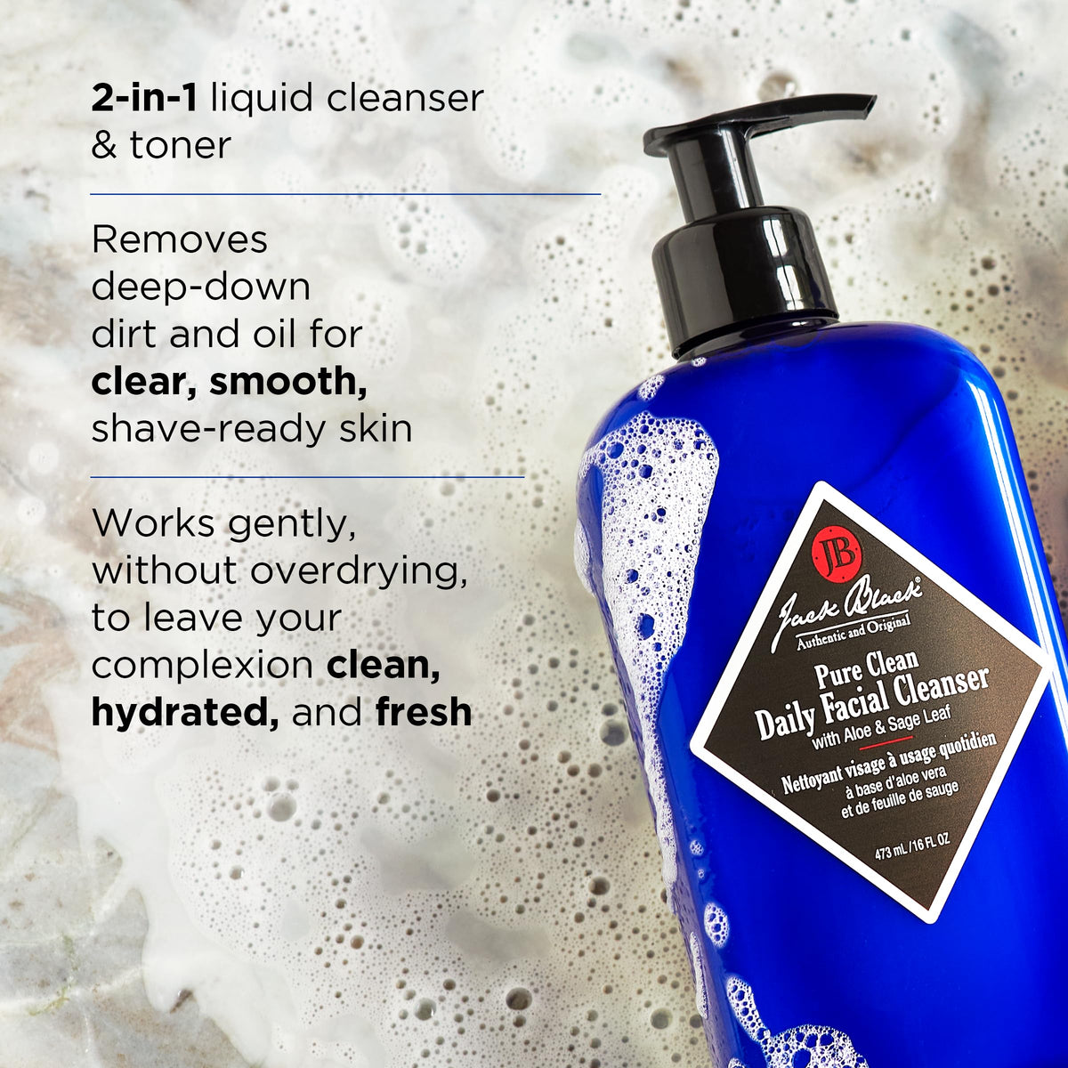 Lavender Jack Black Face Cleansing Essentials Mens Skin Care Set for Face