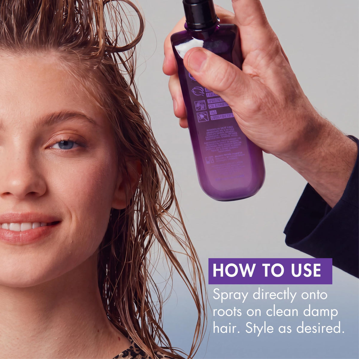 Gray R+Co BLEU Root Booster Volume Spray, Volumizing Thickening, Fine Thin Hair