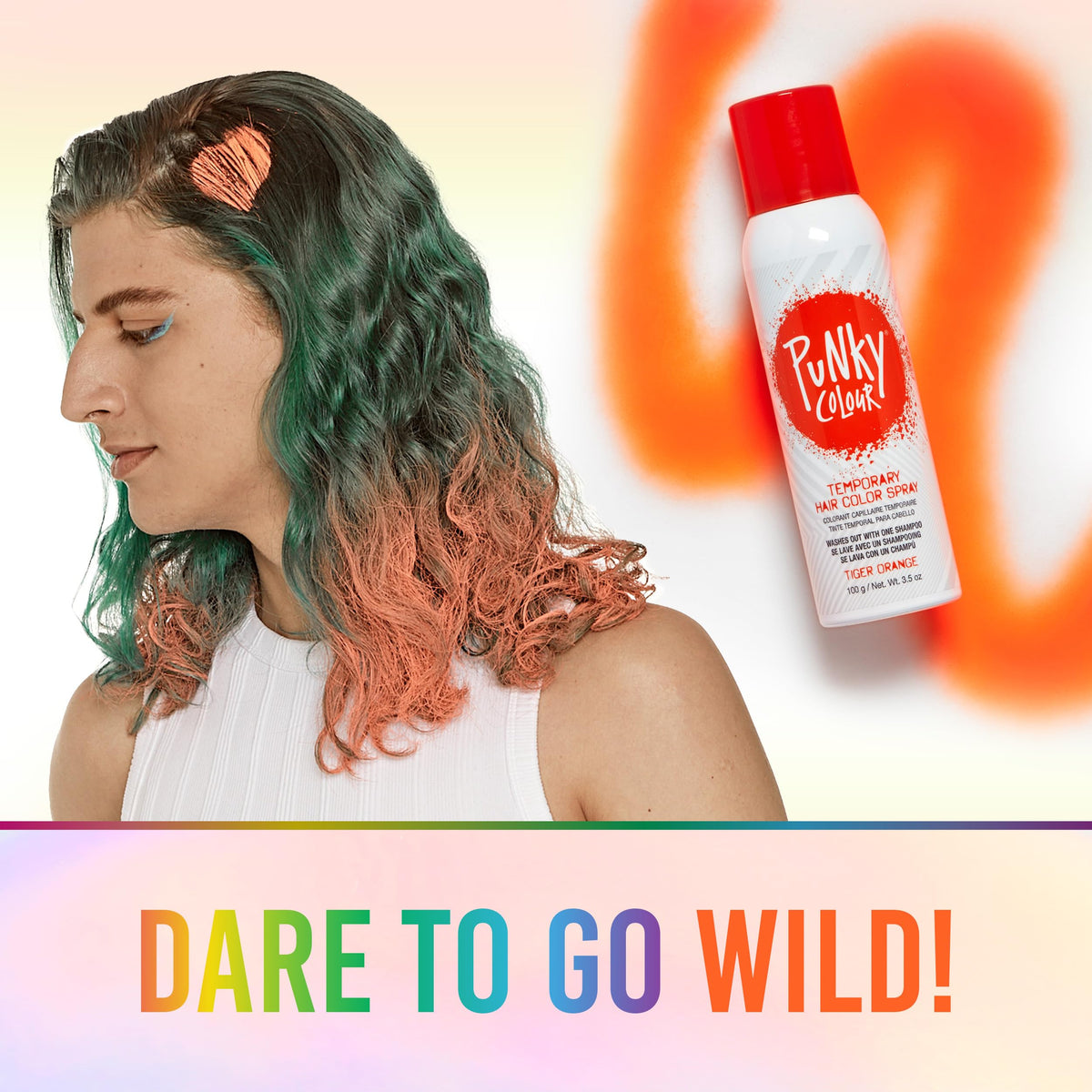 Antique White Punky Temporary Hair Color Spray Washes Out Tiger Orange, 3.5 oz, 1 Pack