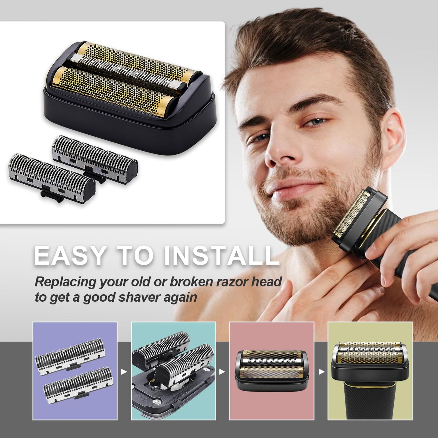 White Smoke Replacement Foil & Inner Cutters Compatible with Andis 17300 reSURGE Electric Shaver, Black (2 Pack)