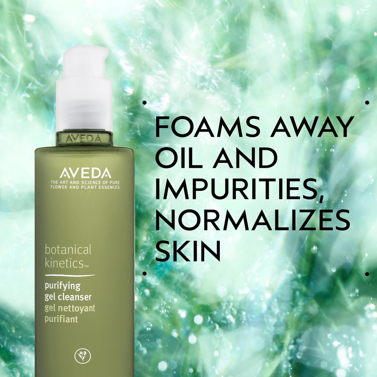 Light Cyan AVEDA Botanical Kinetics Purifying Gel Cleanser | for Normal to Oily Skin | with Lavender and Vitamin E | 97% Naturally Derived*, 16.9 Fl Oz