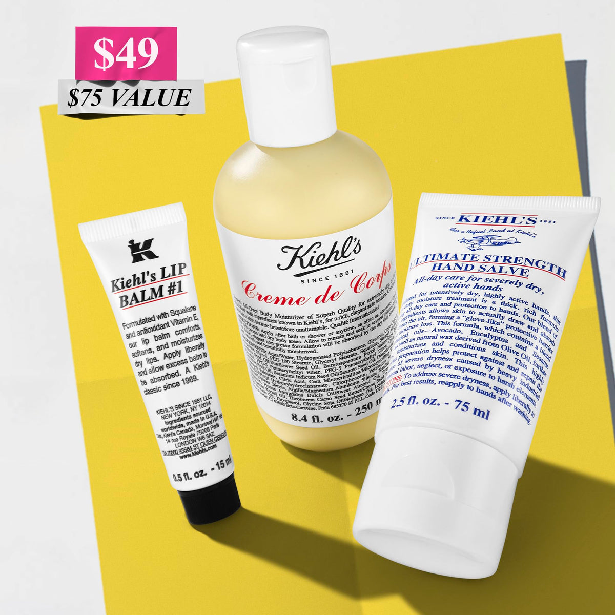 Goldenrod Kiehl's - Body Care Routine Gift Set - Moisturizing - 3pk