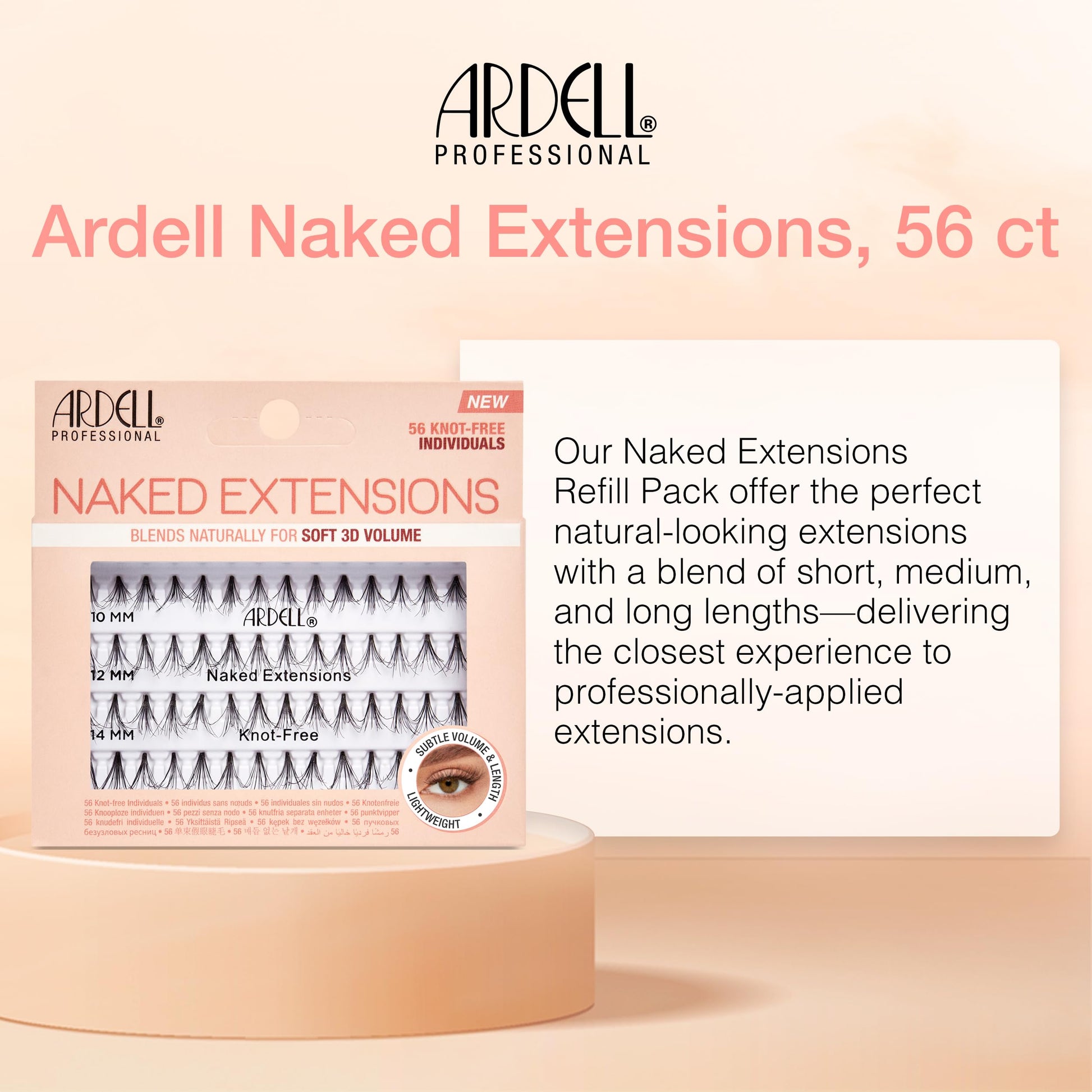 Antique White Ardell Naked Lashes Extensions Knot-Free Individual Lashes – DIY Lash Clusters Natural Look, Soft Volume Cluster Eyelash Extensions, 56 ct