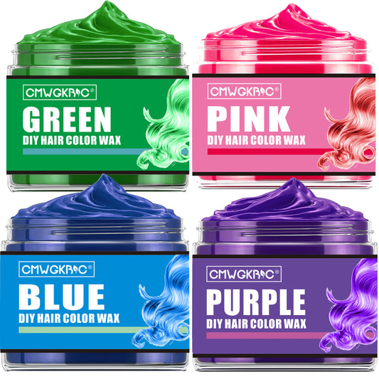White Smoke 4 Colors Temporary Hair Color,Gifts for Kids,Teens,Adults,Gifts for Boys Girls,Hair Color Spray Purple Green Blue Pink Hair Dye Color Wax,Temporary Hair Dye for Party,Halloween,Cosplay