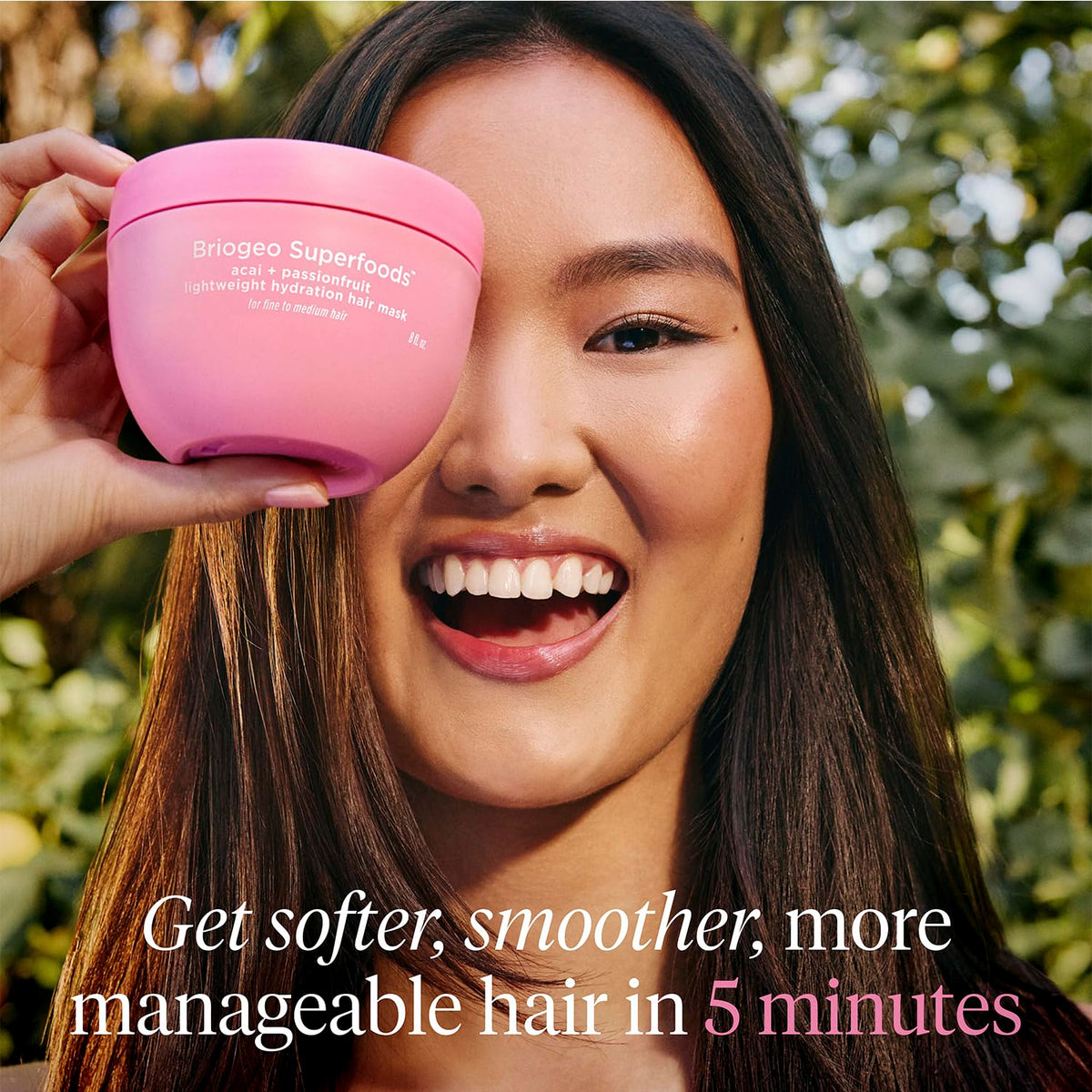 Black Briogeo Superfoods Acai + Passionfruit Lightweight Hydration Hair Mask – Deep Conditioner for Fine Hair, Boosts Shine & Softness, Weightless Moisture, Vegan & Cruelty-Free