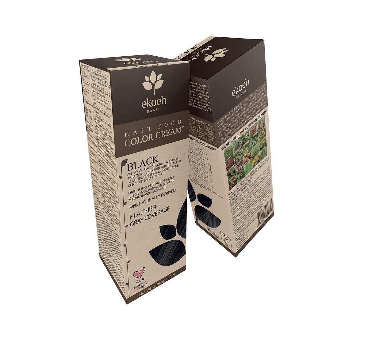 White Smoke Hair Color EKOEH BRASIL Cream Black, PPD FREE, VEGAN 2.7fl.oz