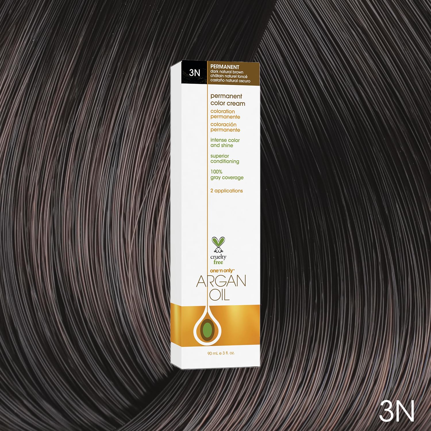 Dark Slate Gray One N' Only Permanent Hair Color - Permanent Hair Dye Made with Argan Oil - Delivers Rich, Accurate Tones with Gray Coverage - Improves Moisture & Elasticity - 3N Dark Natural Brown (3 oz)