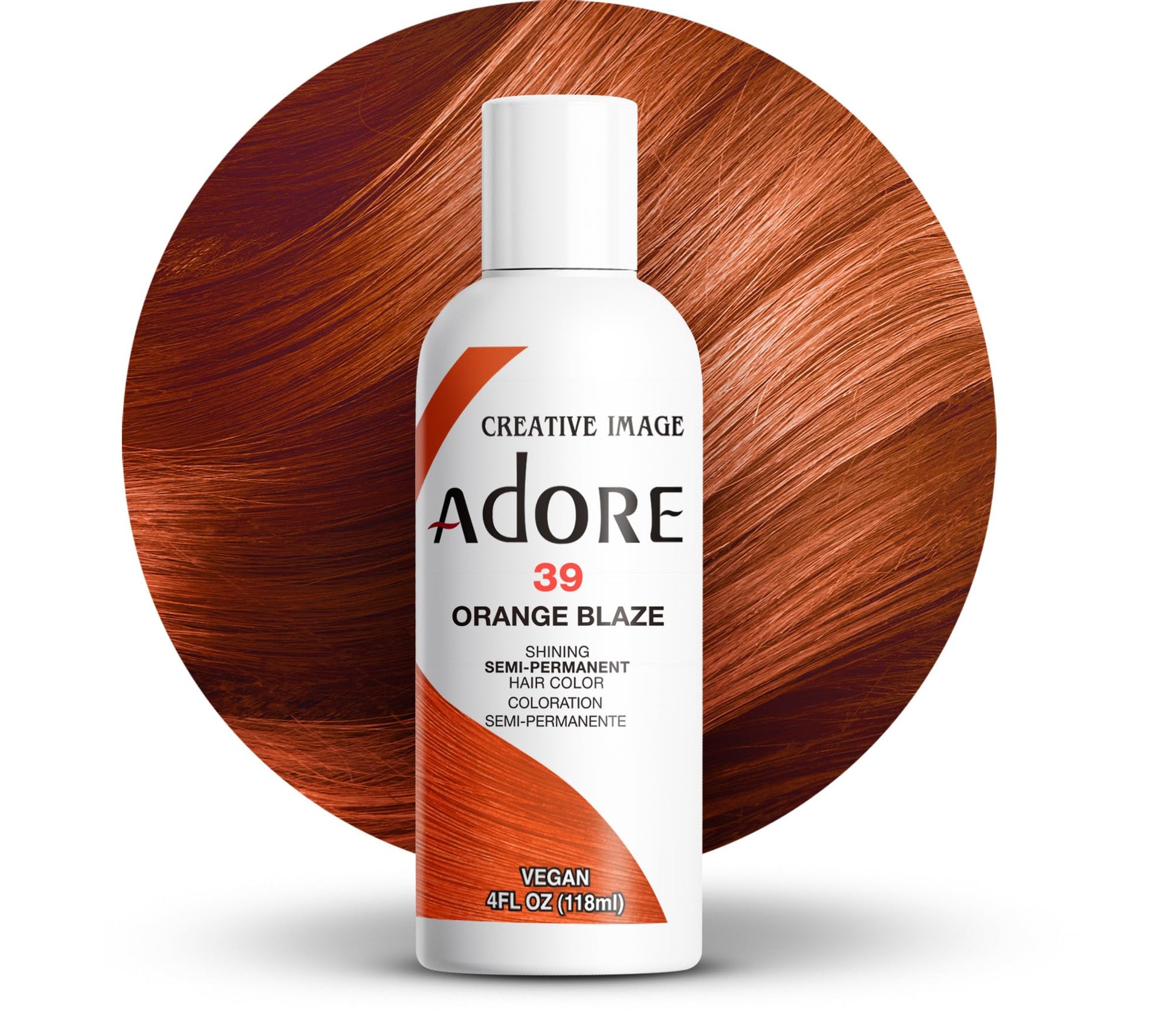 White Smoke Adore Semi Permanent Hair Color - Vegan and Cruelty-Free Hair Dye - 4 Fl Oz - 039 Orange Blaze (Pack of 3)