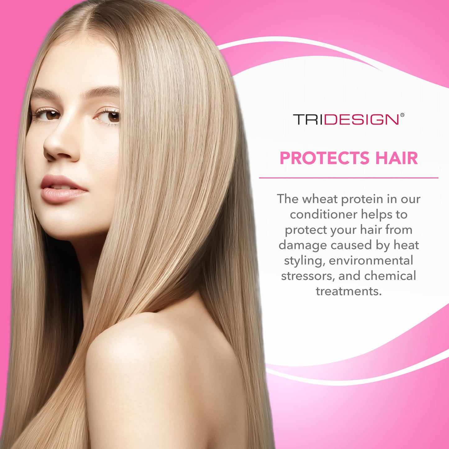 White Smoke TRIDESIGN TRI Moisturizing Conditioner - Hydrating Dry & Damaged Hair, Infused Wheat Protein to Protect, Repair & Restores Moisture to Curly, Straight, Wavy Treated Hair - 10.5 Fluid Ounce