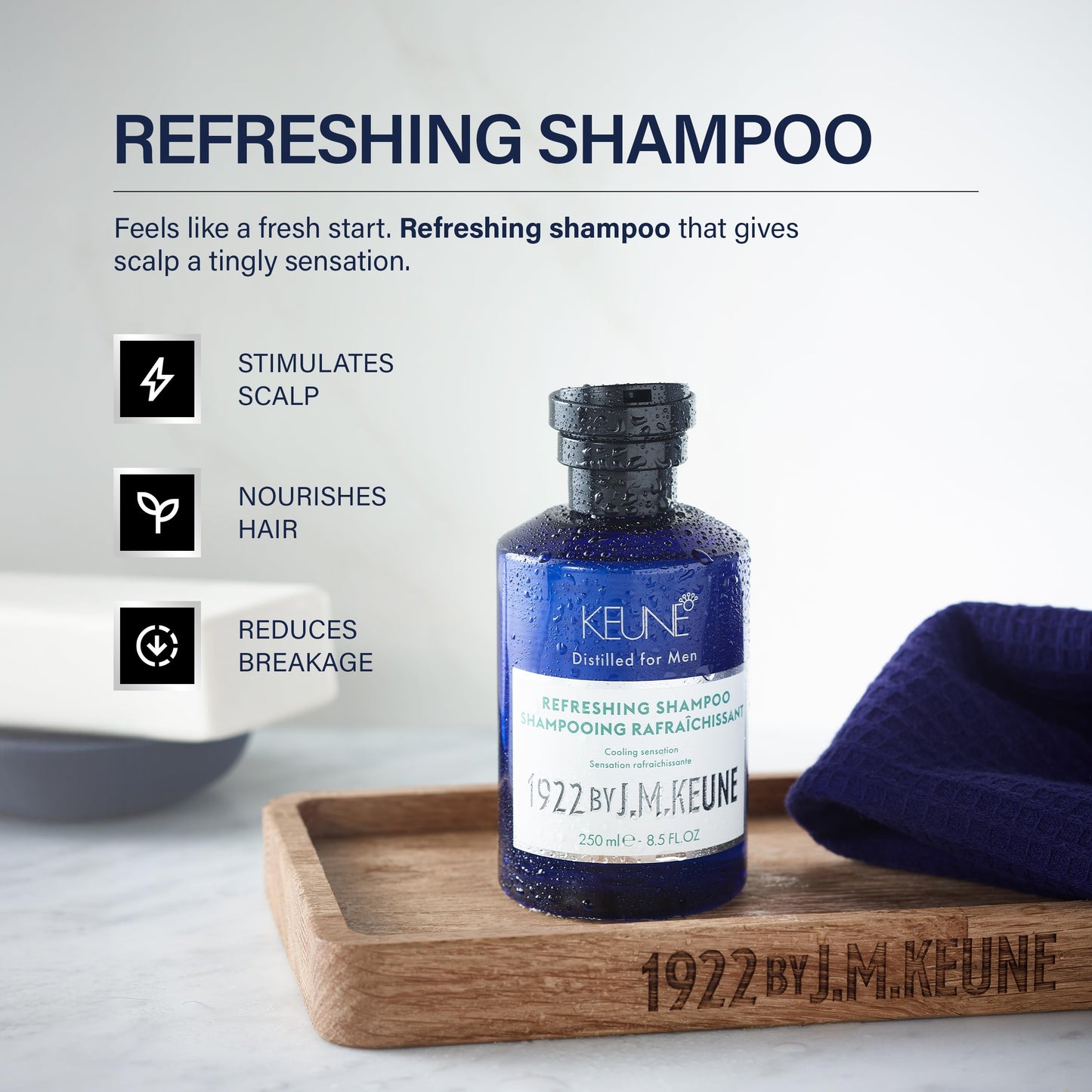 White Smoke 1922 by J.M. Keune Refreshing Shampoo, Invigorating & Cooling Cleanser for Men, 8.5 Fl Oz